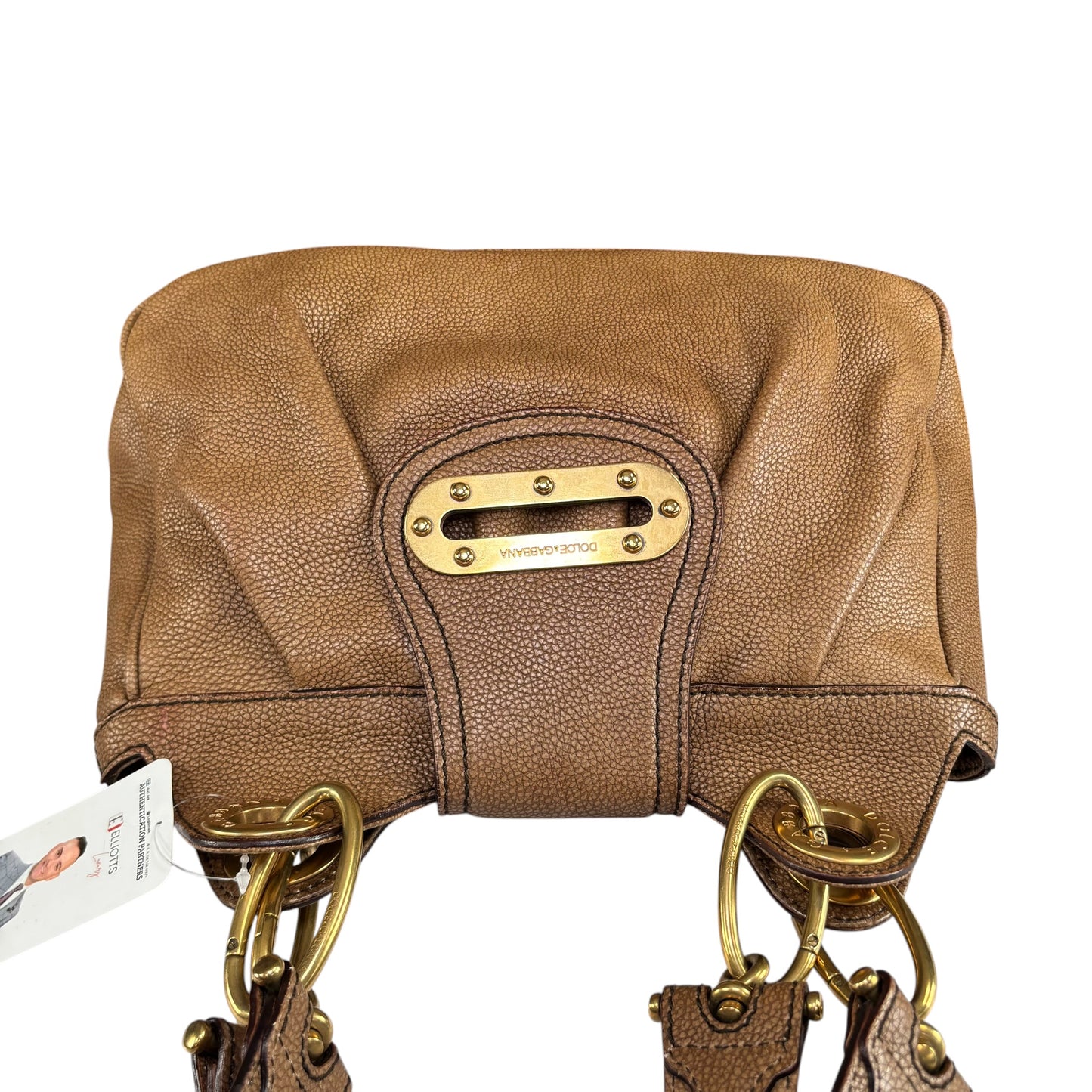 Dolce & Gabbana Golden Brown Pebbled Leather GHW Distressed Shoulder Hobo