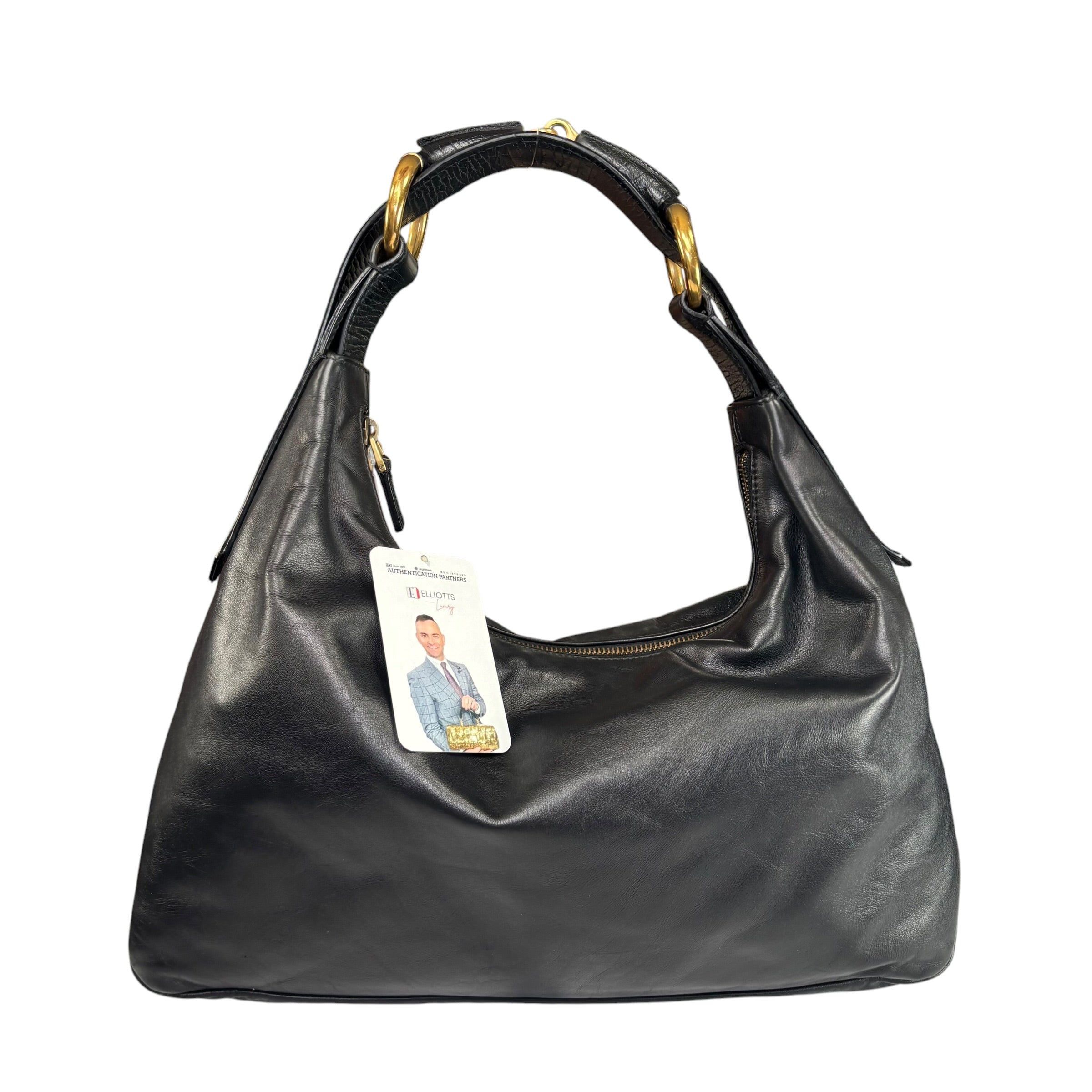 Gucci Y2K Horsebit GHW Black Leather Shoulder Hobo Purse