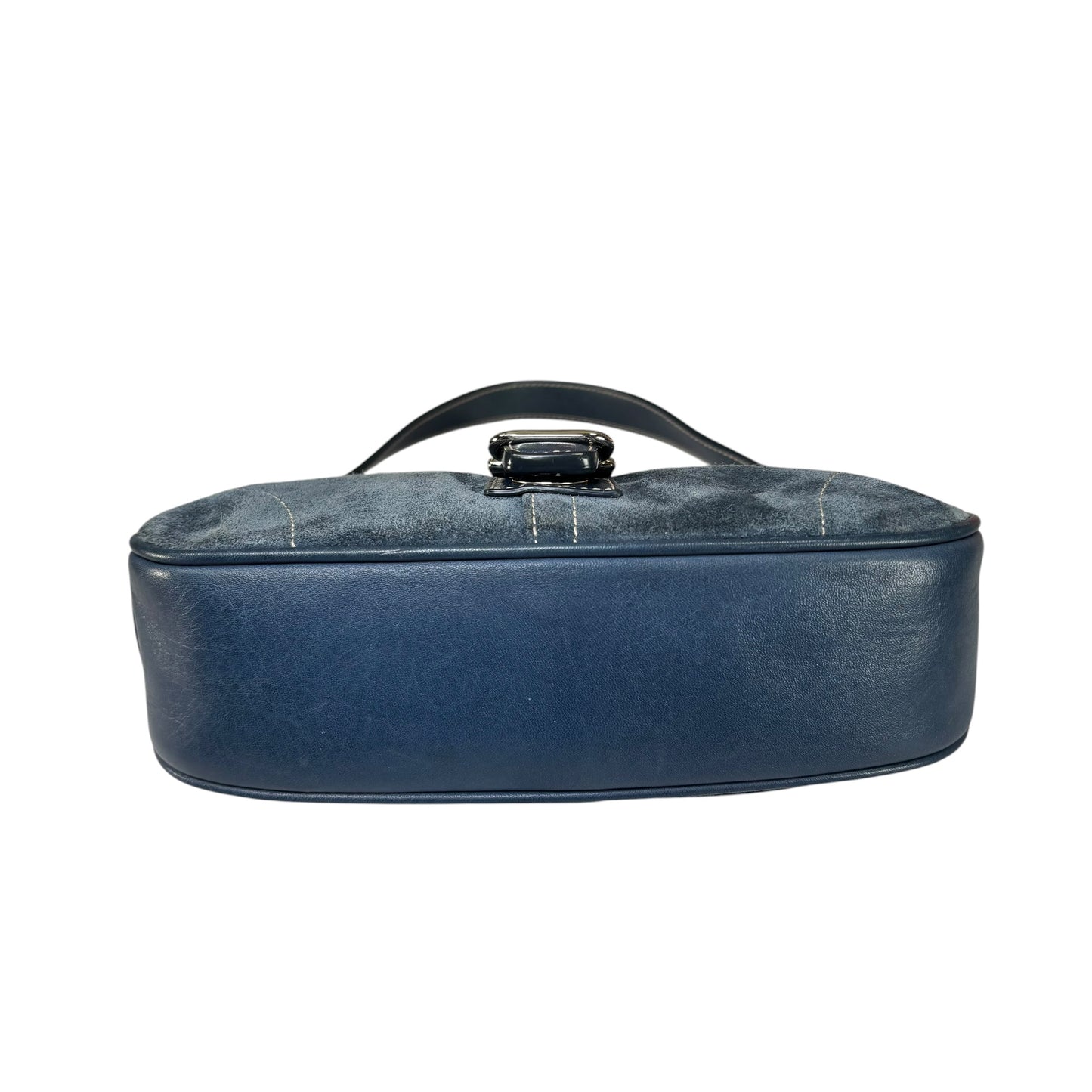 Coach Y2K Mini Soho Navy Blue Suede Buckle Shoulder Purse