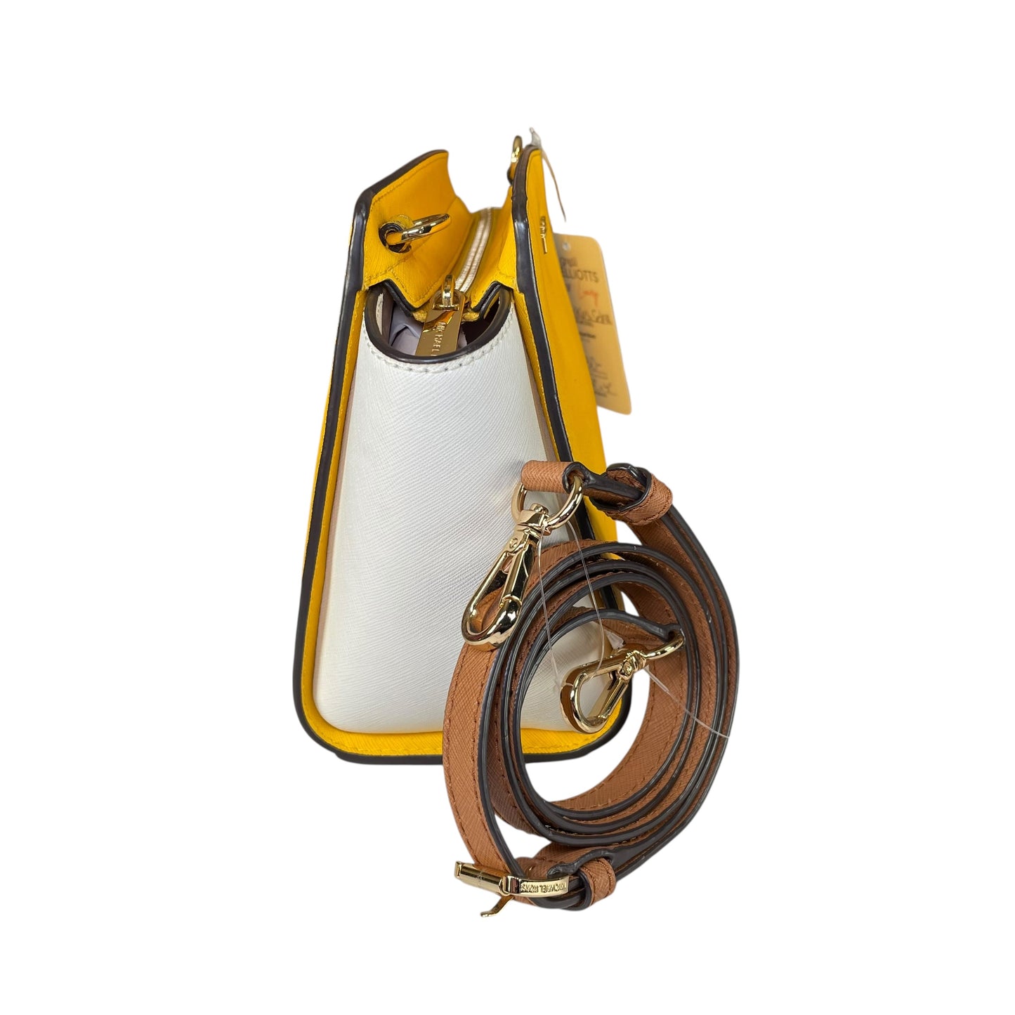 Michael Kors Selma Small Saffiano Leather Yellow White Satchel Crossbody