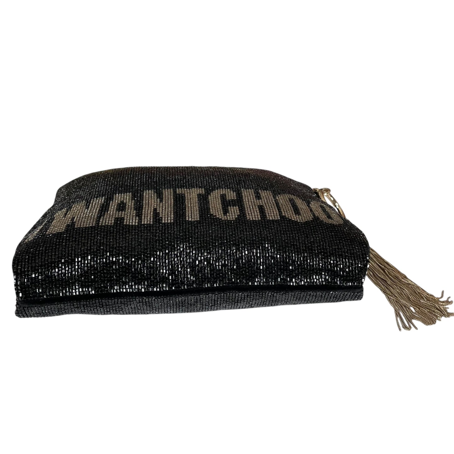Jimmy Choo Callie I WANT CHOO Limited GHW Shoulder Black Beaded Clutch Purse