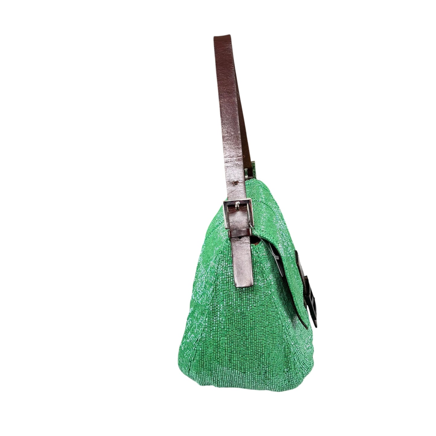 Fendi Y2K Mama Baguette Large Mint Beaded Shoulder Purse
