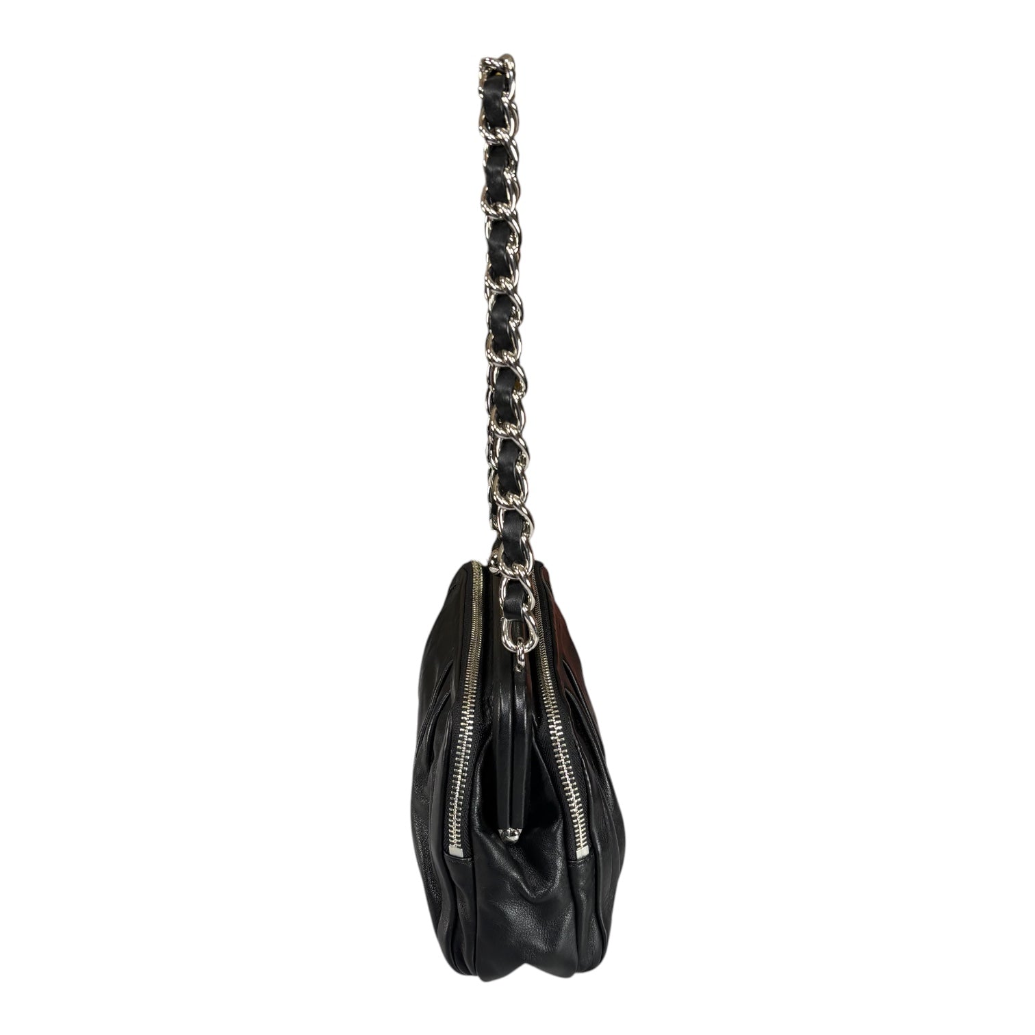 Coach Y2K Parker Black Leather SHW Kiss-Lock Shoulder Purse