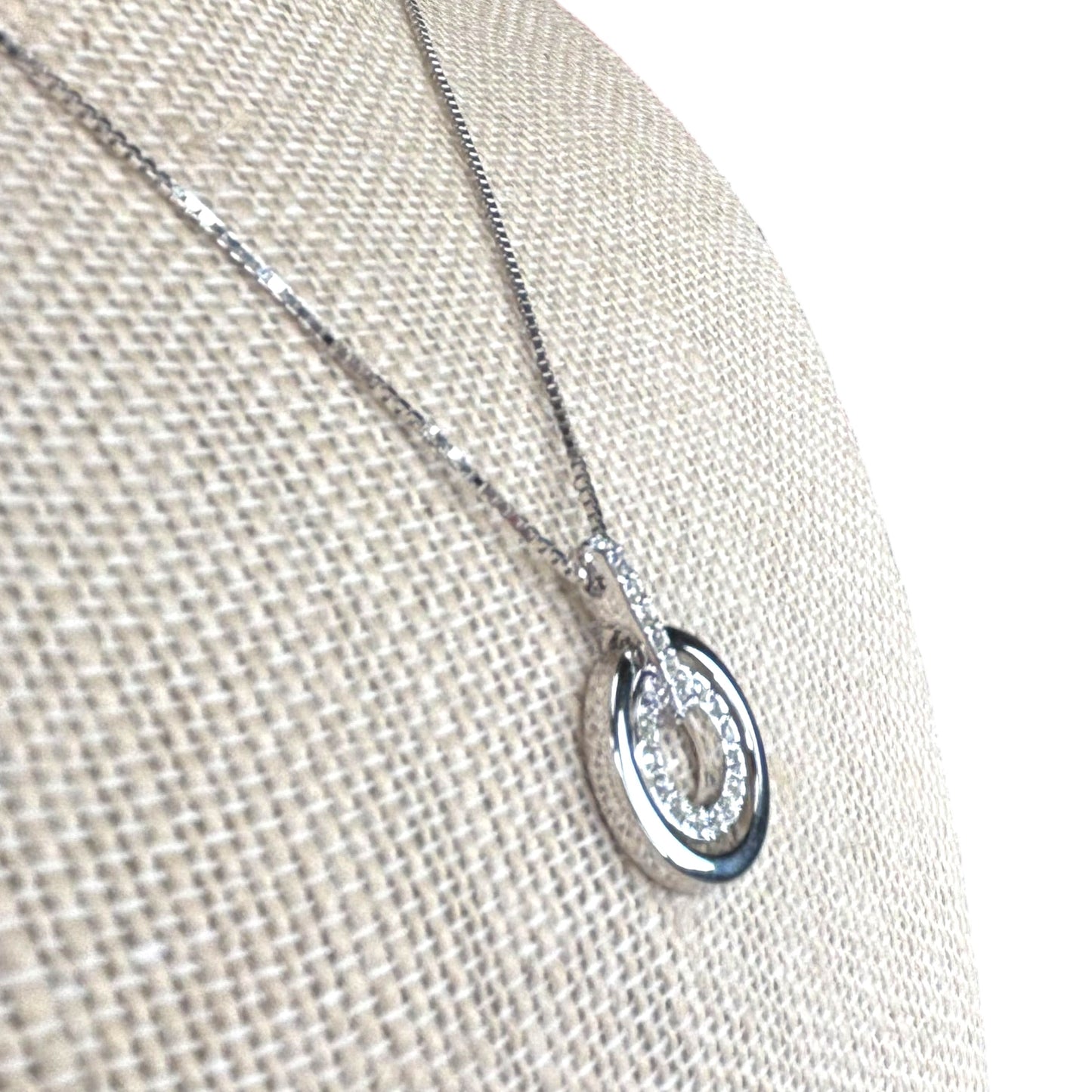 Swarovski Crystal Infinity Circle, Rhodium Plated Necklace 18”
