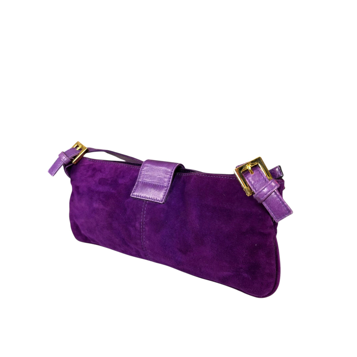 Fendi Y2K Baguette Slim Mama Purple Suede Shoulder Purse