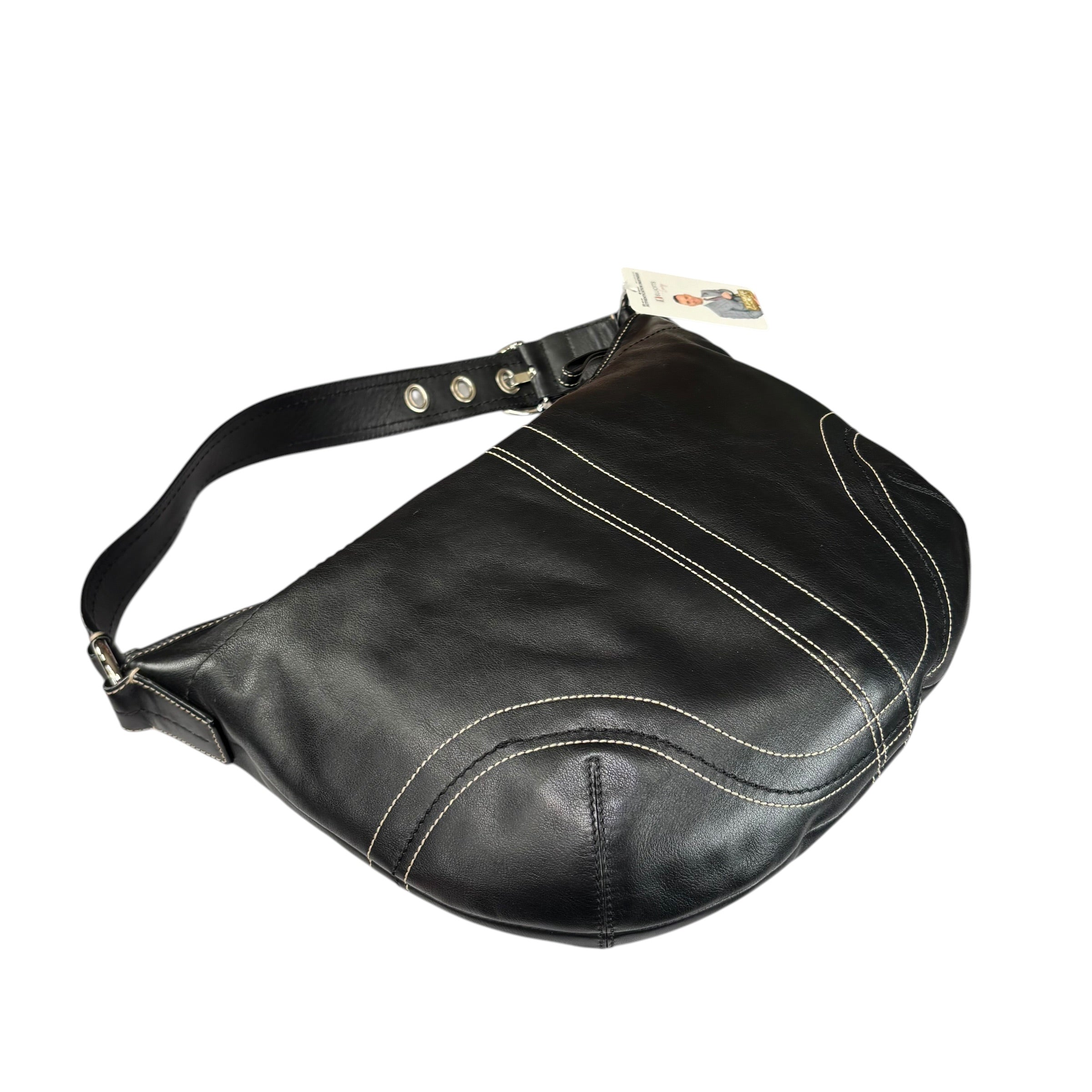Coach SoHo Large Black Leather SHW Croissant Shoulder Hobo Purse