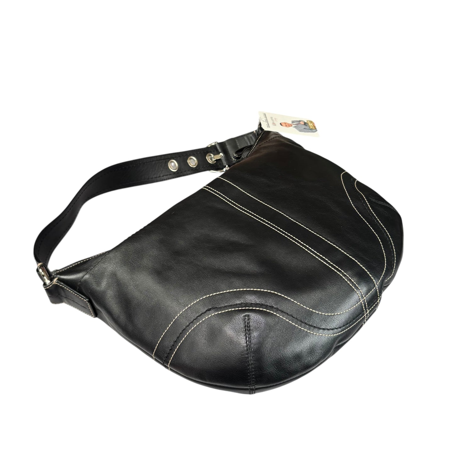 Coach SoHo Large Black Leather SHW Croissant Shoulder Hobo Purse
