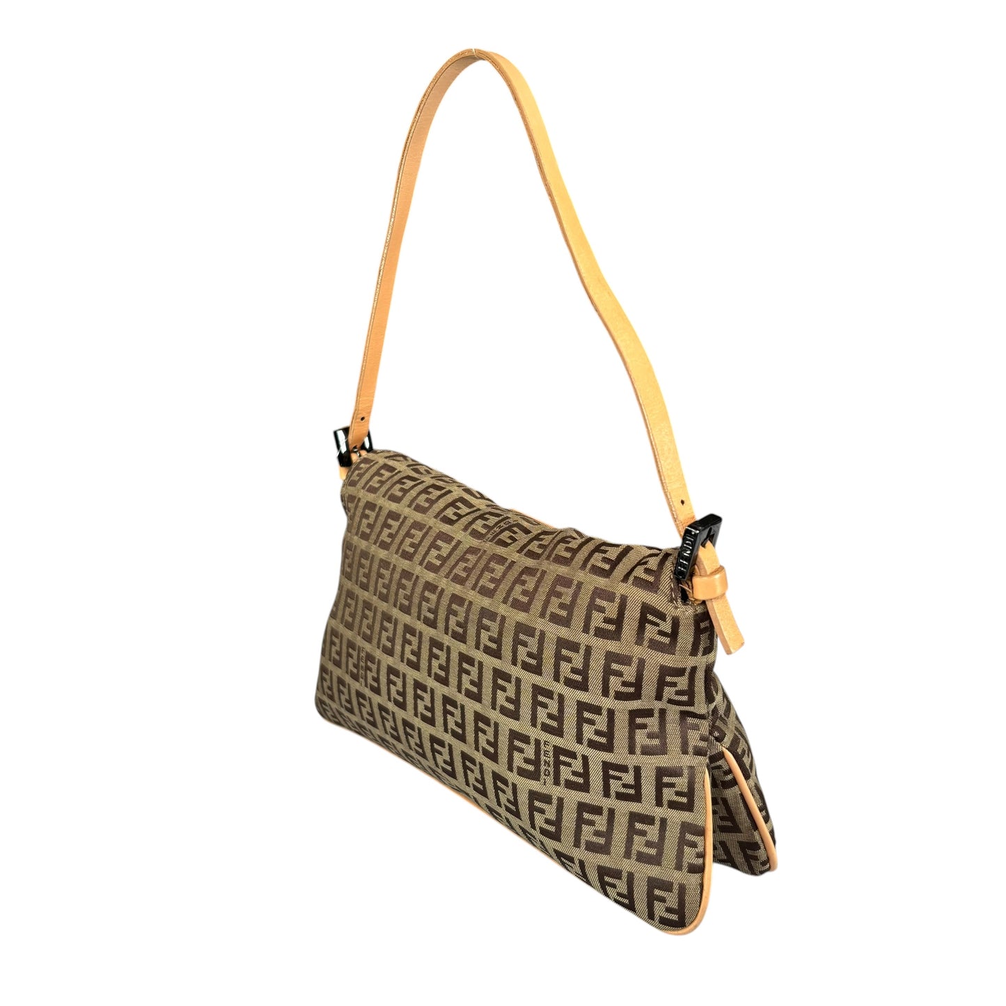 Fendi Y2K Slim Mama Baguette Tan Gunmetal Purse