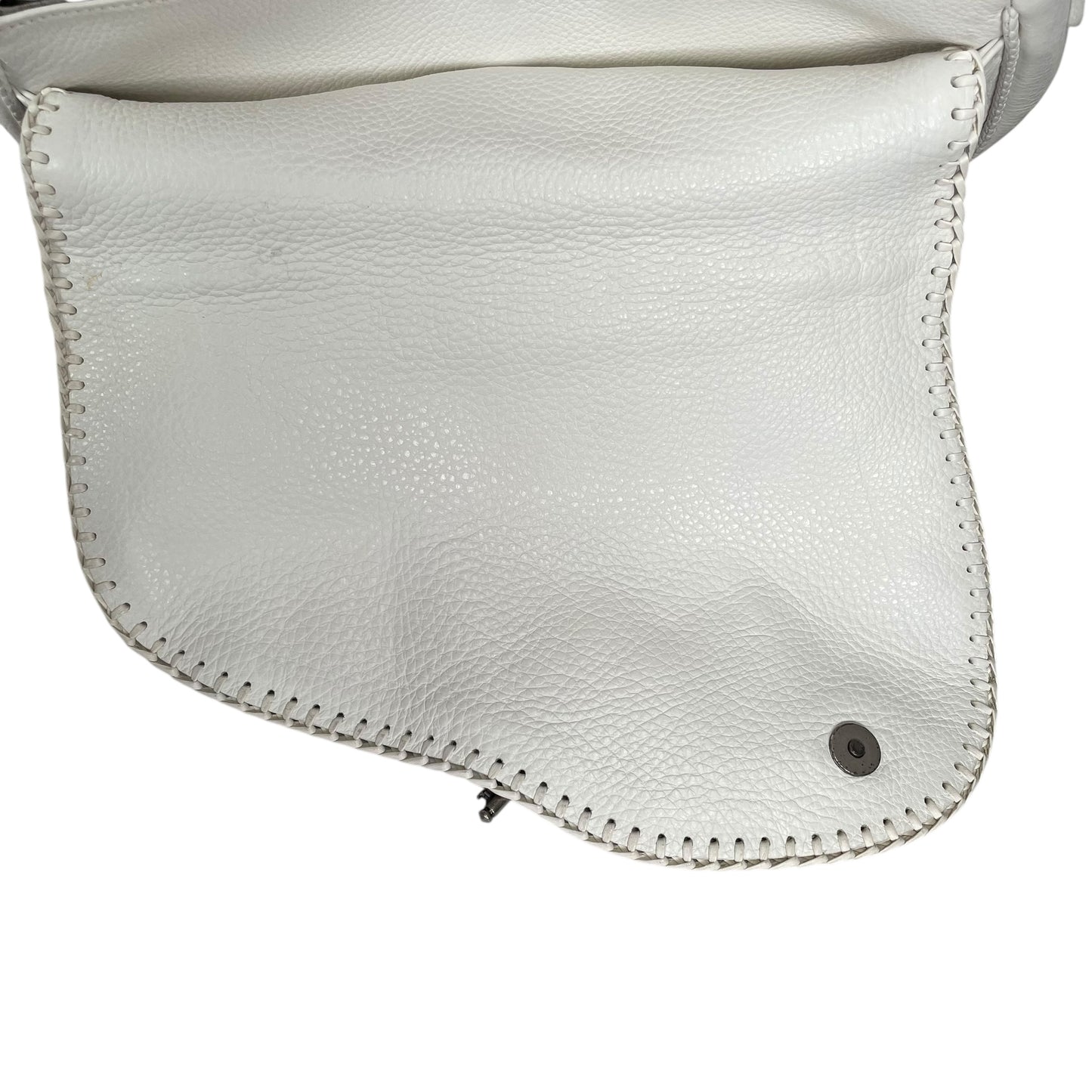 Christian Dior White Gaucho Large Y2K Top Handle Single Flap Shoulder Purse