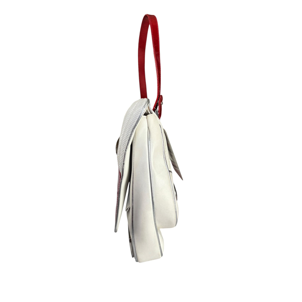 Christian Dior Cadillac Y2K Red Patent White Leather 2-Way Purse