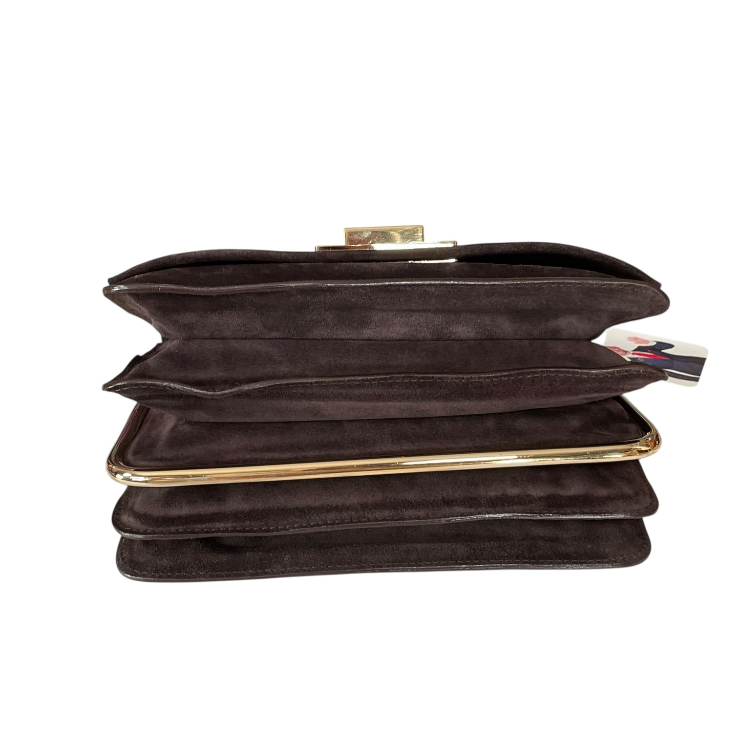 Givenchy Turn-Lock 4G Brown Suede GHW Woven Strap Clutch Handbag