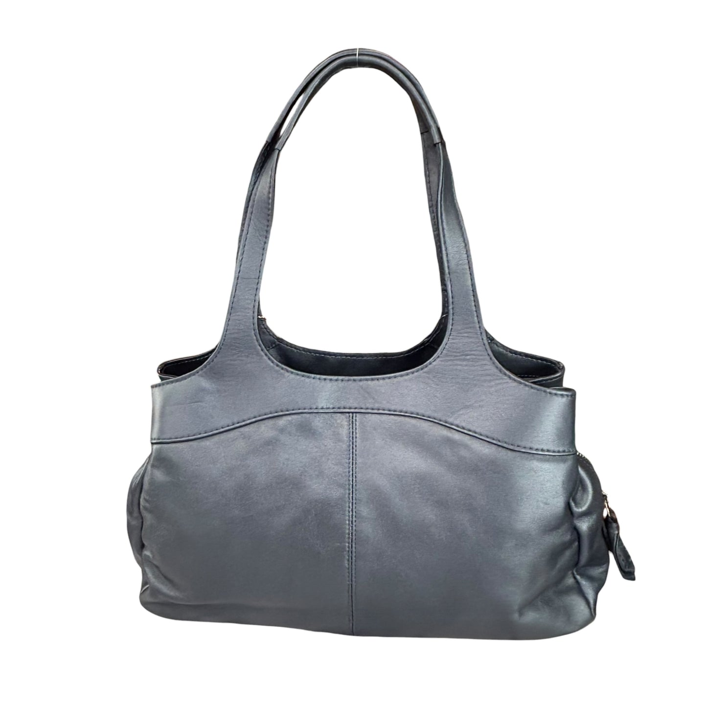 Coach Lexi SHW Metallic Grey Leather Large Shoulder Hobo Pursw