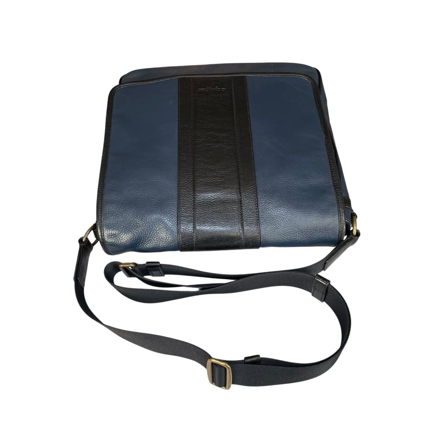 Coach Heritage Map Bombe Leather Messenger Bag Navy Black Crossbody Work Bag