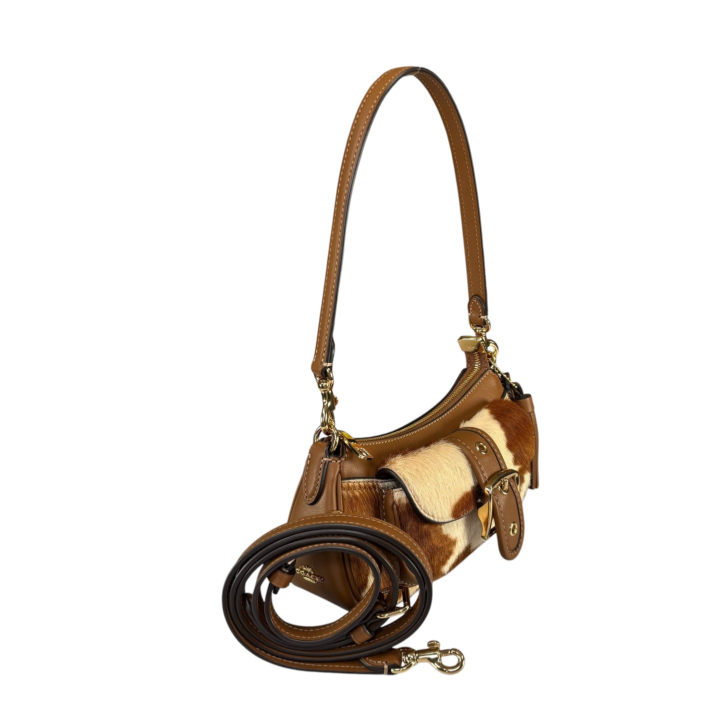 Coach Ashton Mini Brown GHW Hair Calf 2-Way Shoulder Purse