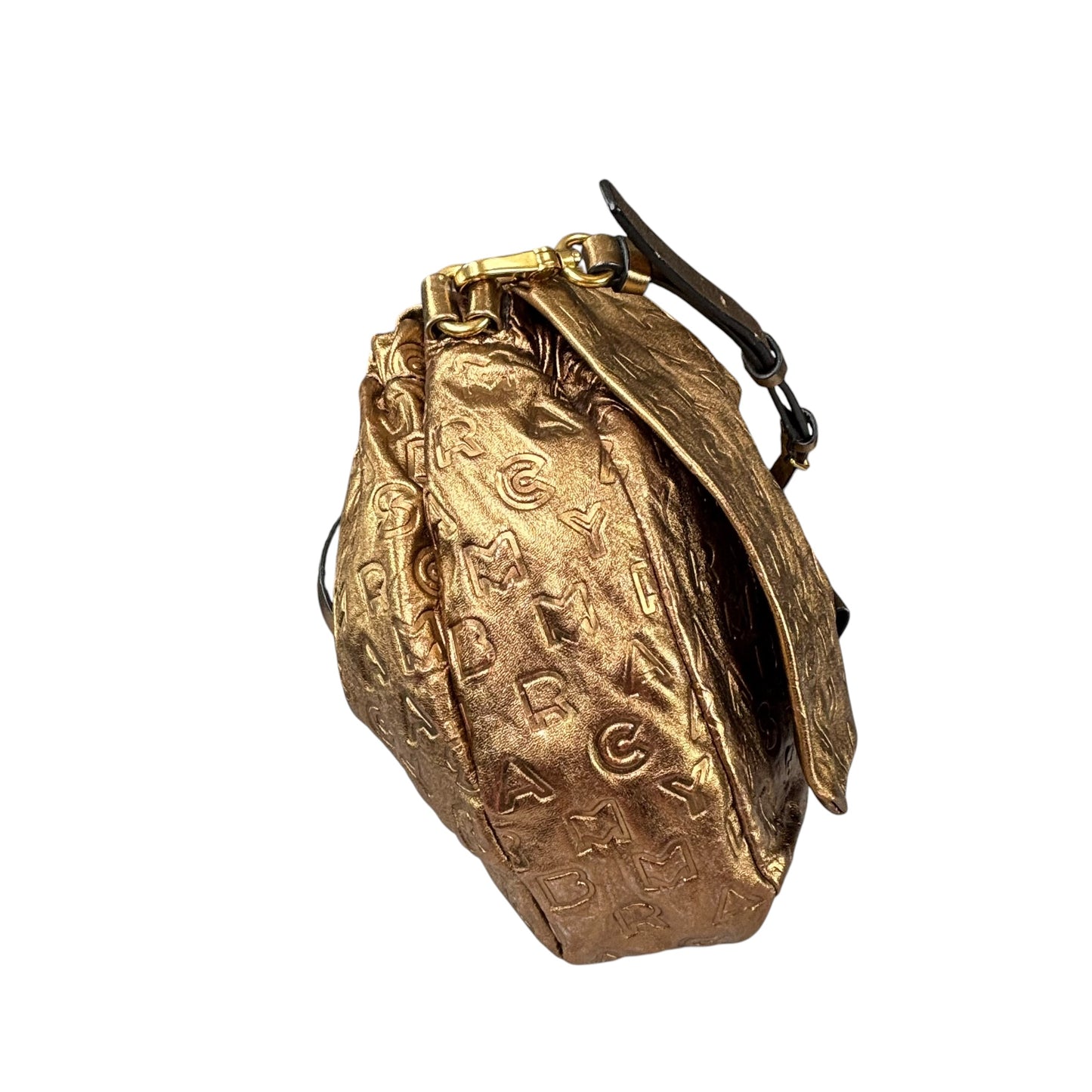 Marc By Marc Jacobs XL Golden Metallic Leather Embossed Crossbody