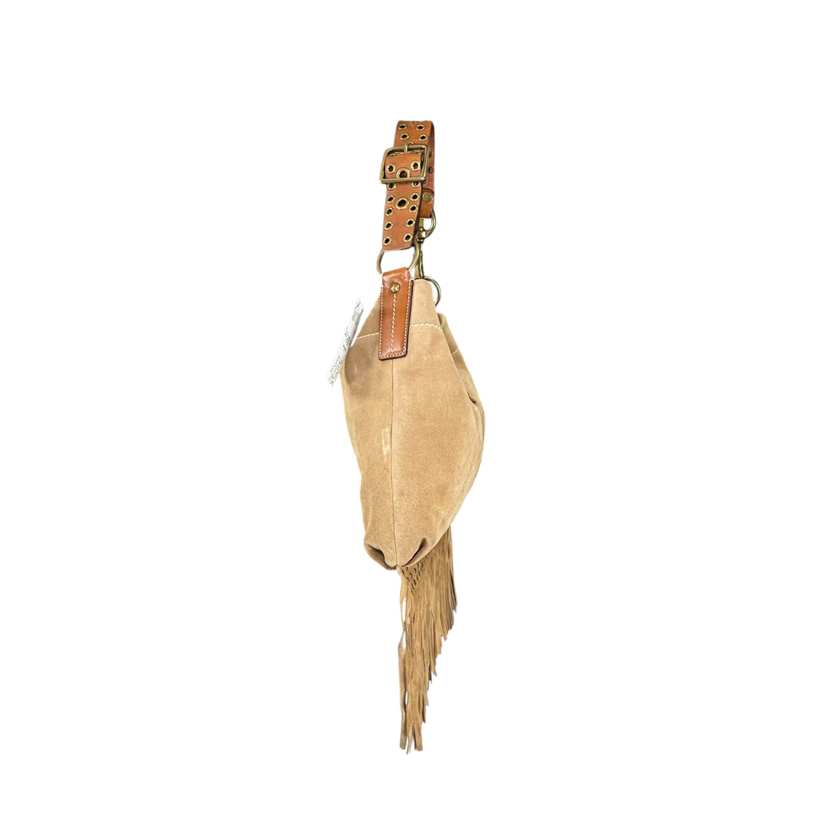 Coach Y2K Fringe Beige /Brown Hampton Suede Leather Hobo Purse