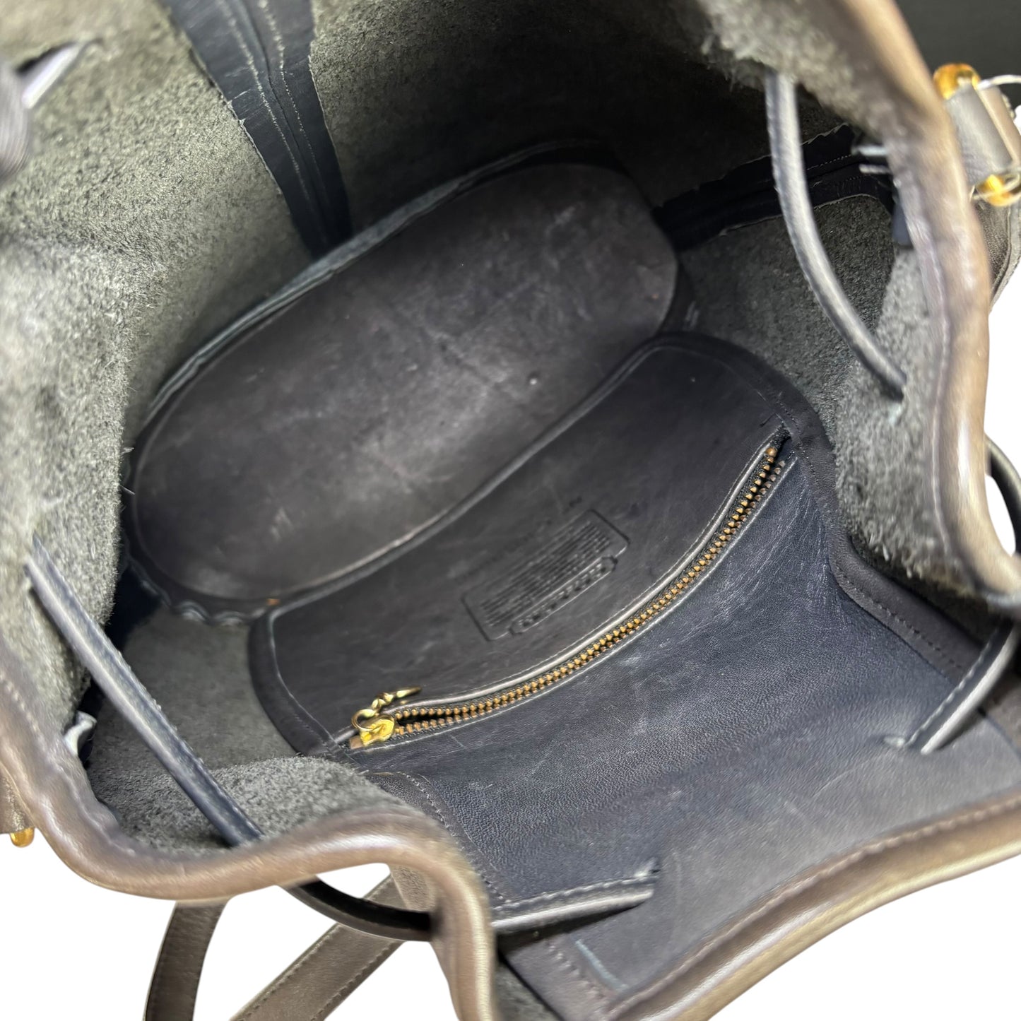 Coach Nicholas Grey Leather Bucket Drawstring Crossbody Bag