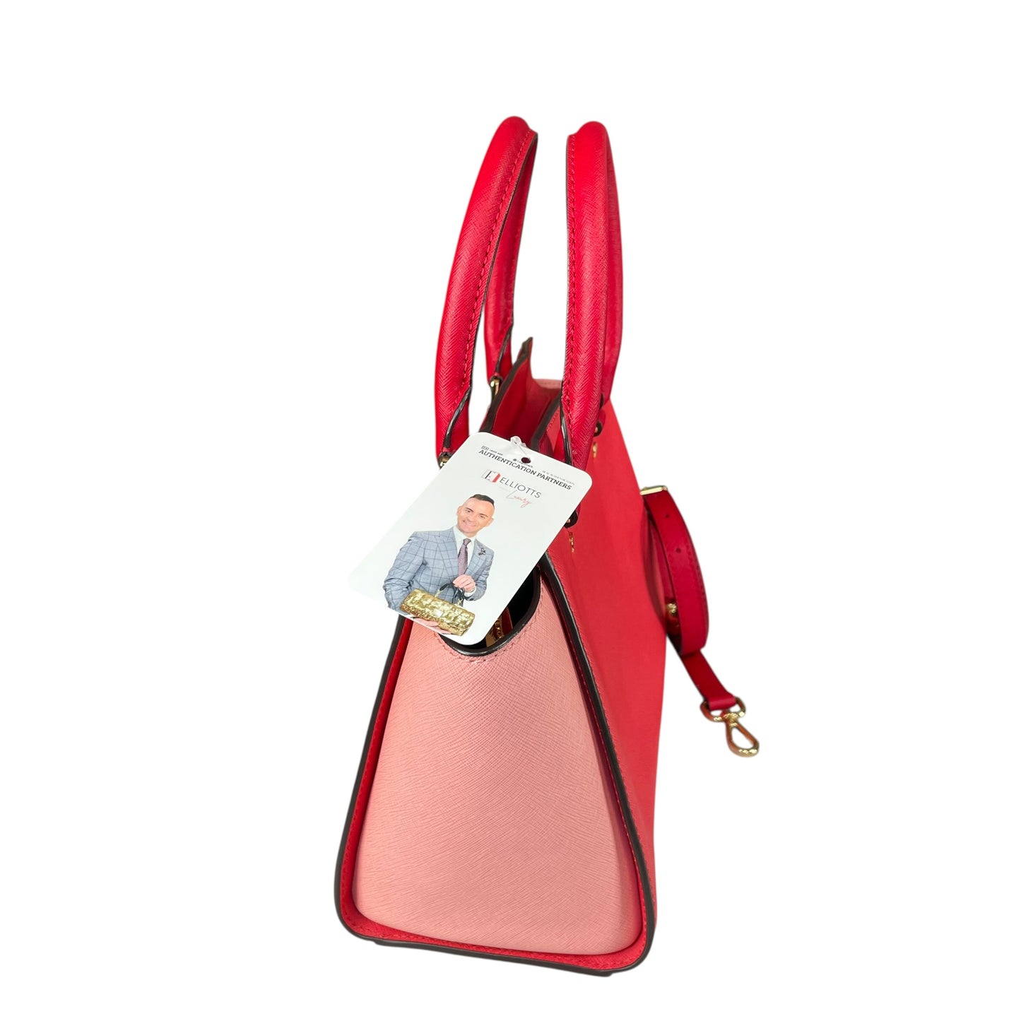 Michael Kors Selma Medium Satchel Pink Saffiano Leather Gold HW Crossbody Purse