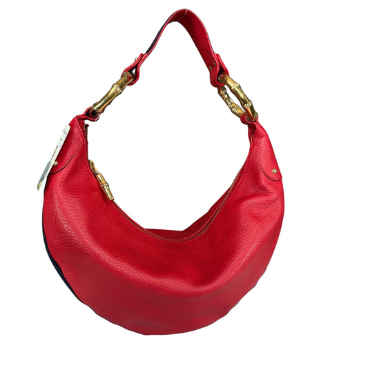 Gucci Sylvie GHW Hobo Sherry Web Bamboo Red Shoulder Purse