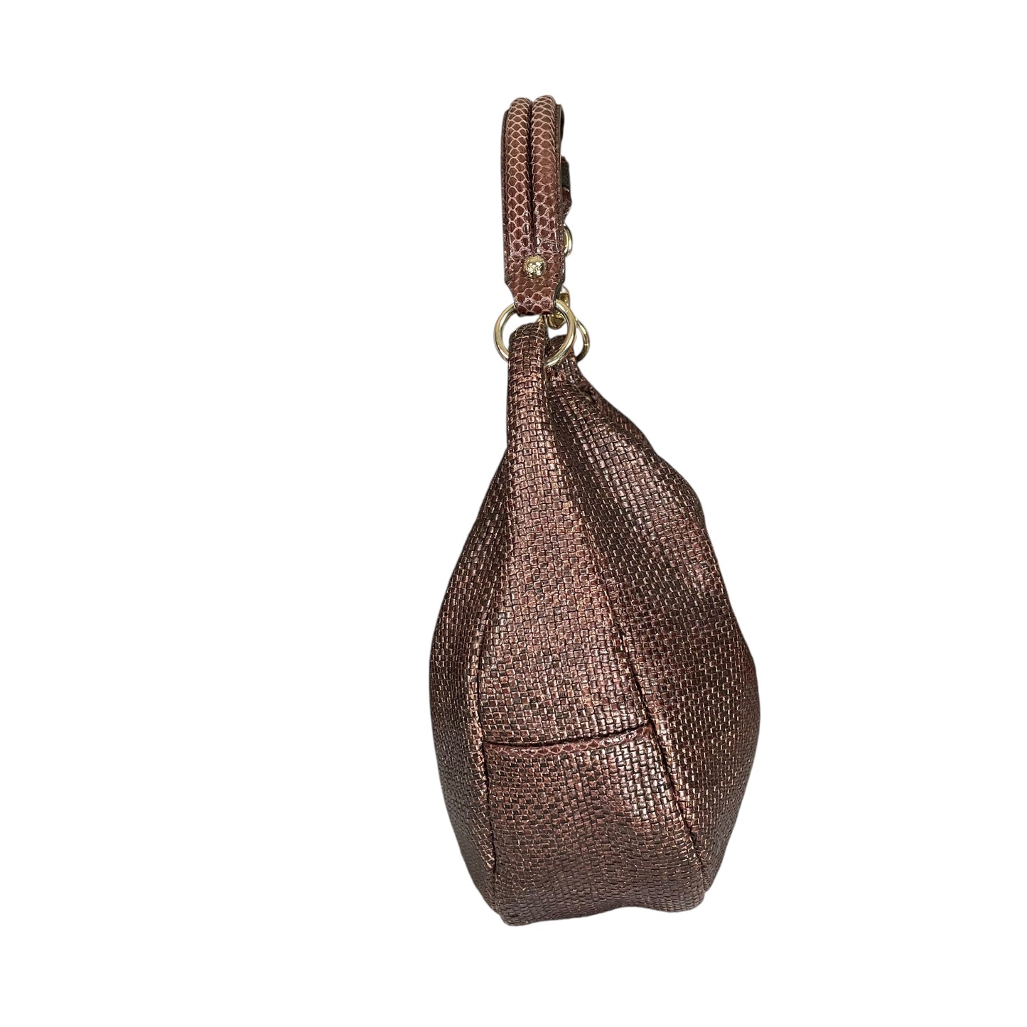 Jimmy Choo Raffia Woven Python Embossed Bronze Shoulder Hobo Zipper GWH Purse