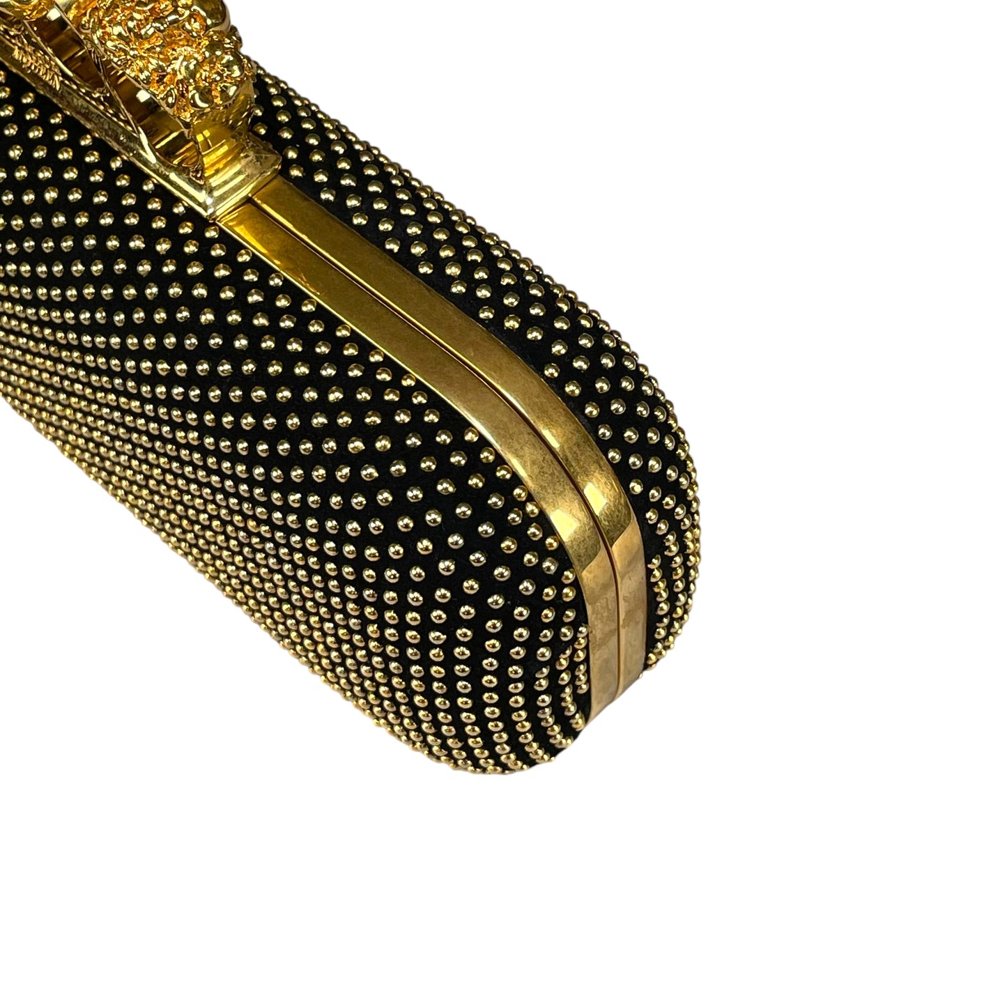 Alexander McQueen Crystal Studded Knuckle Clutch Skull Ring Blue Stone Bag