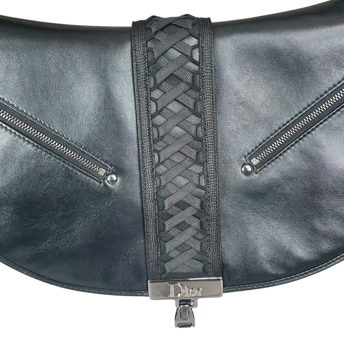 Christian Dior Admit It Corset Black Leather 2-Way SHW Shoulder Crossbody Purse