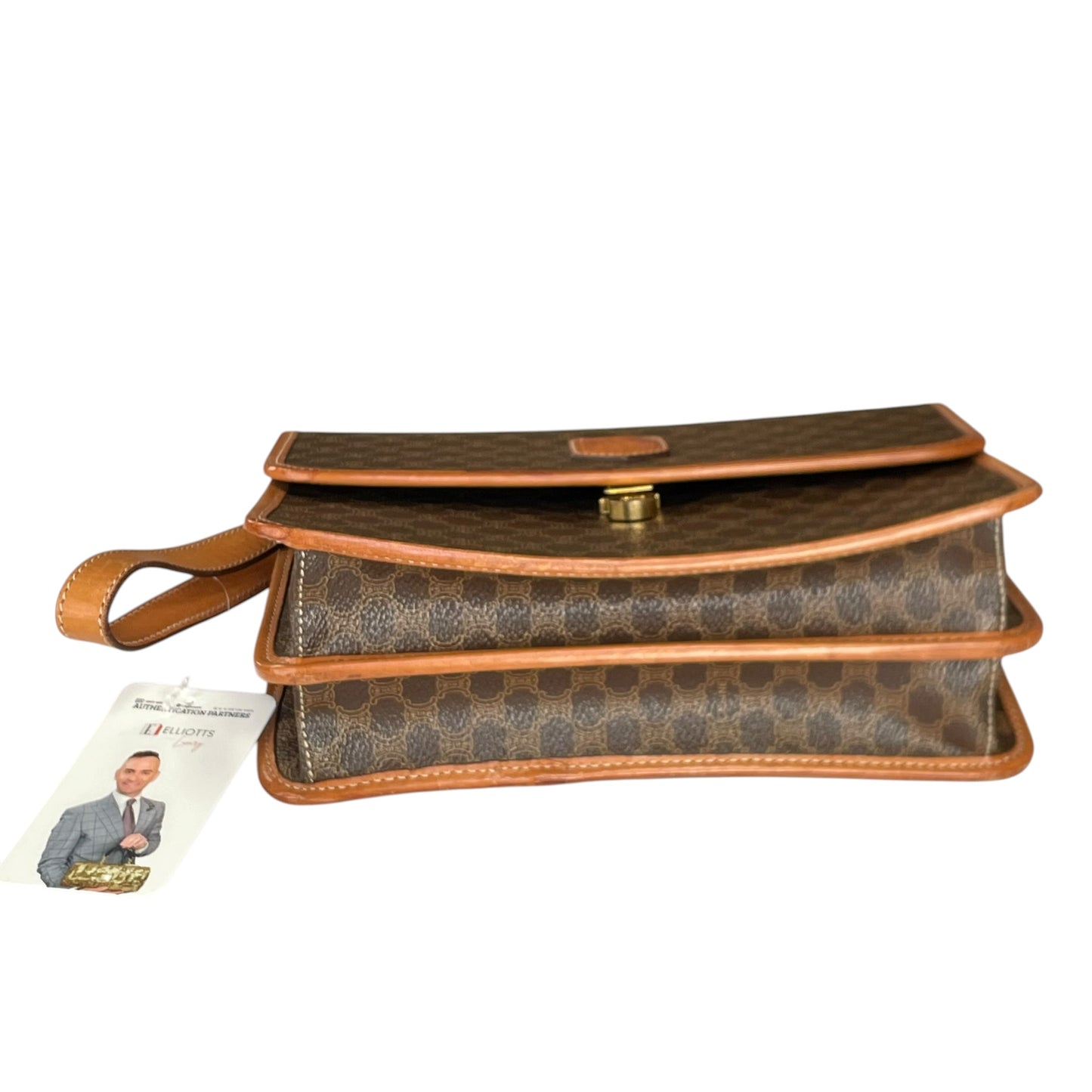 Celine Macadam Monogram GHW Canvas Brown Leather Clutch