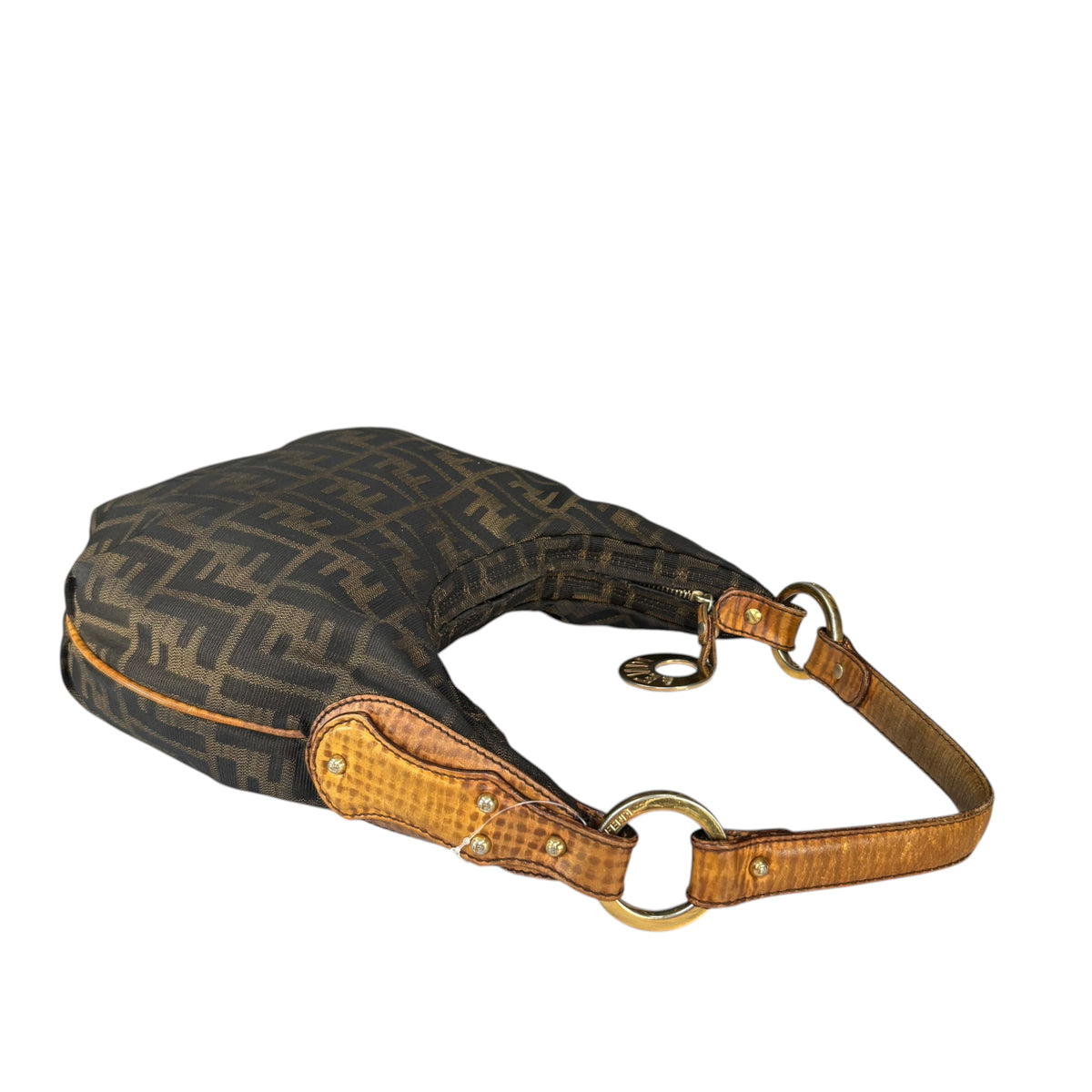 Fendi Y2K Zucca Embossed Lizard Chef Shoulder Purse