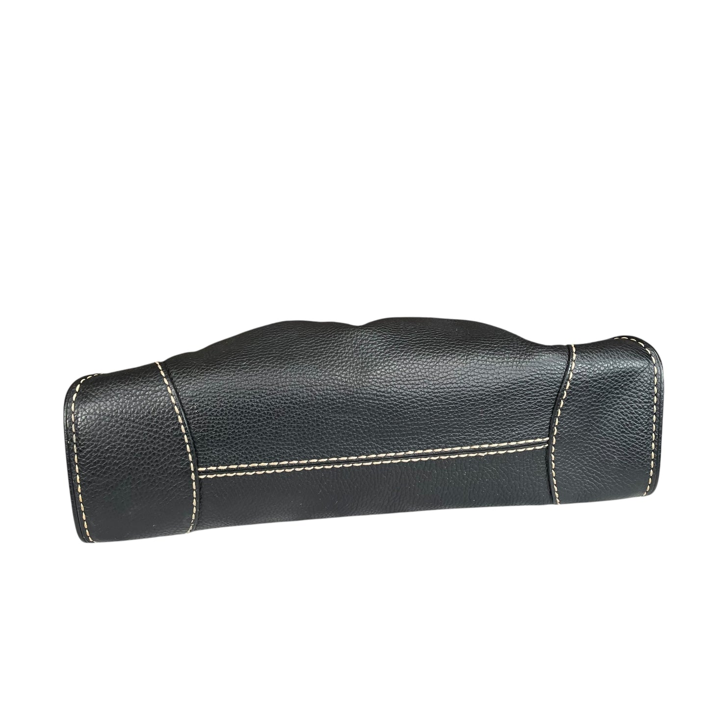 TOD’s Black Equestrian Pebbled Brushed SHW Drawstring Leather Shoulder Purse