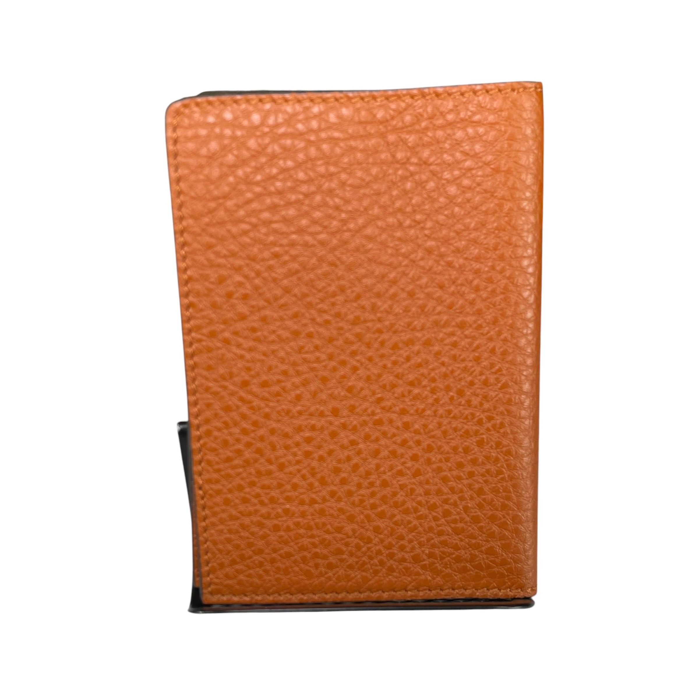 Fendi Roma Passport Cover Pebbled Leather Tan Brown Bifold Made In