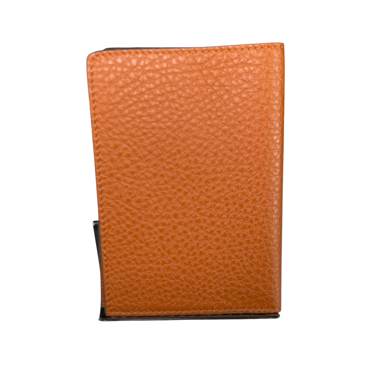 Fendi Roma Passport Cover Pebbled Leather Tan Brown Bifold Made In Italy Travel Case