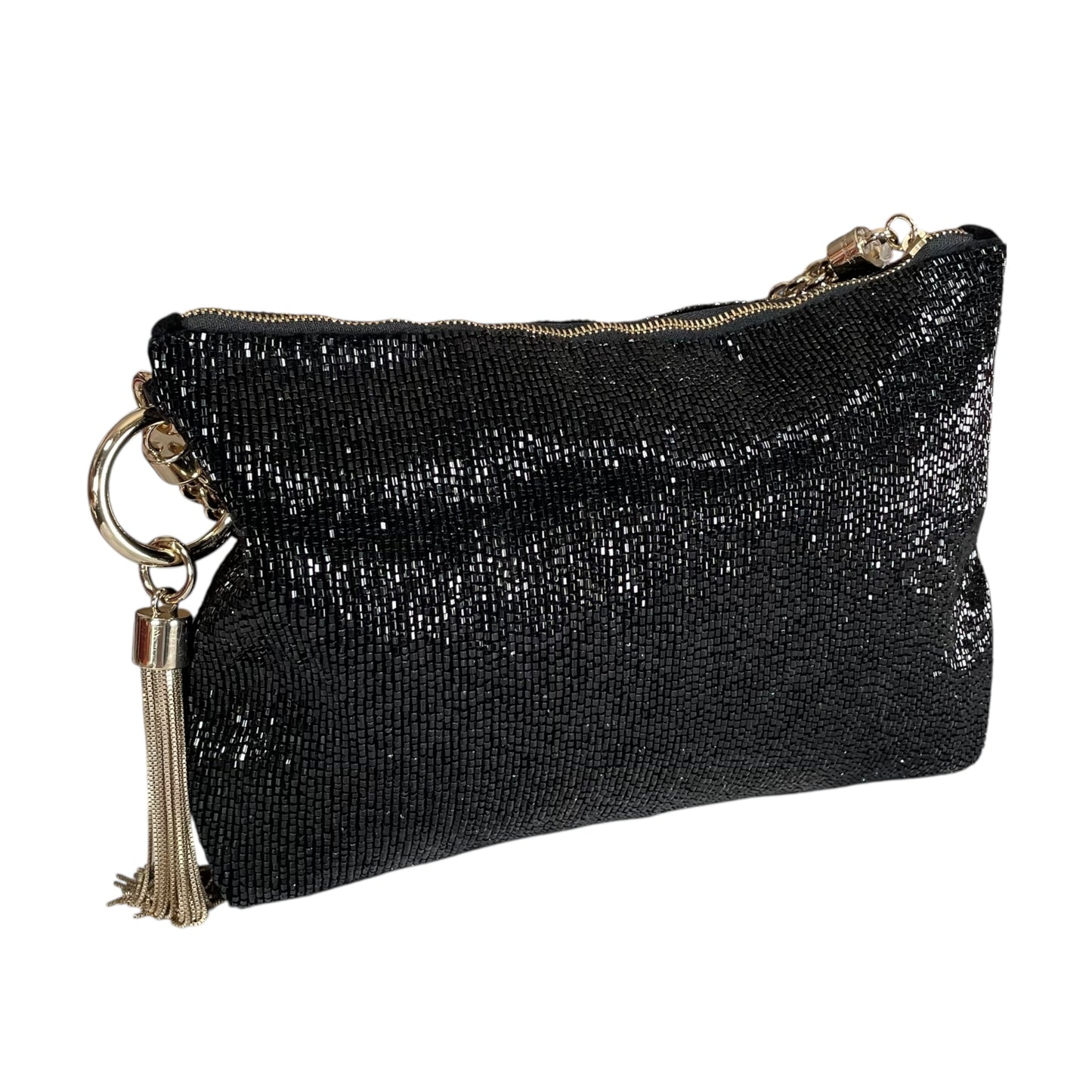 Jimmy Choo Callie I WANT CHOO Limited GHW Shoulder Black Beaded Clutch Purse