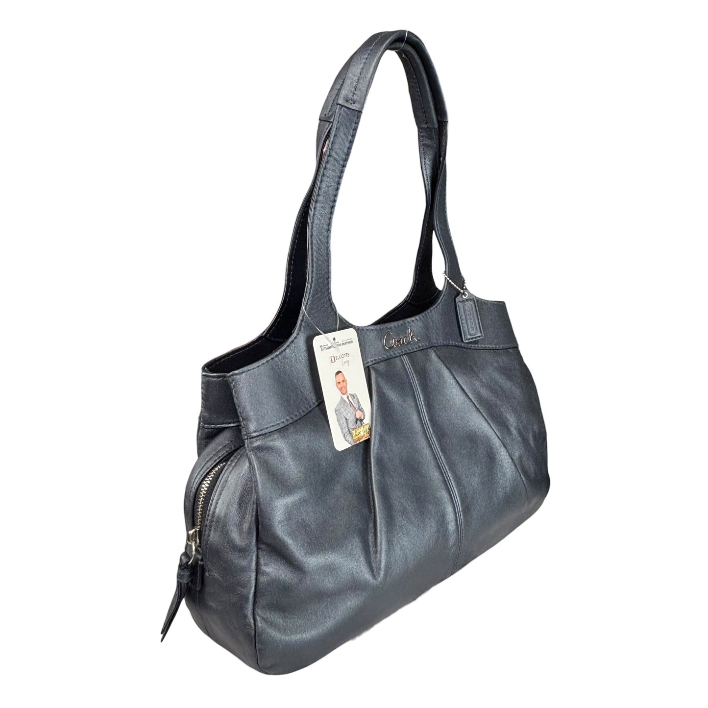 Coach Lexi SHW Metallic Grey Leather Large Shoulder Hobo Pursw