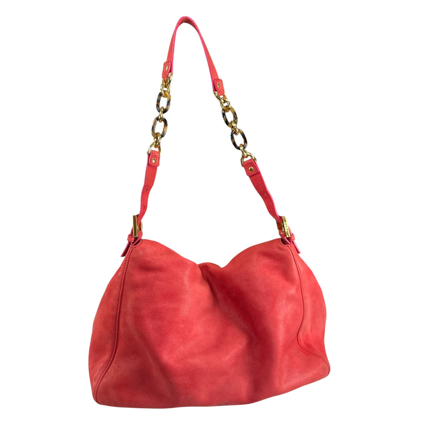 Fendi Baguette MAXI Grapefruit GHW Grapefruit Iridescent Leather Shoulder Purse