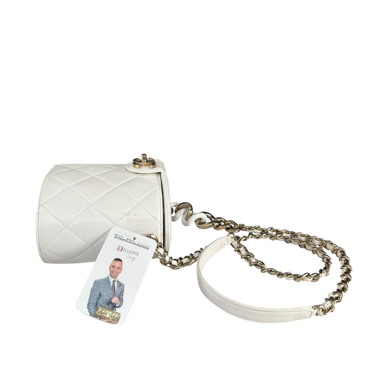 Chanel 2020 “Elegant Chain” GHW White Leather Vanity Case