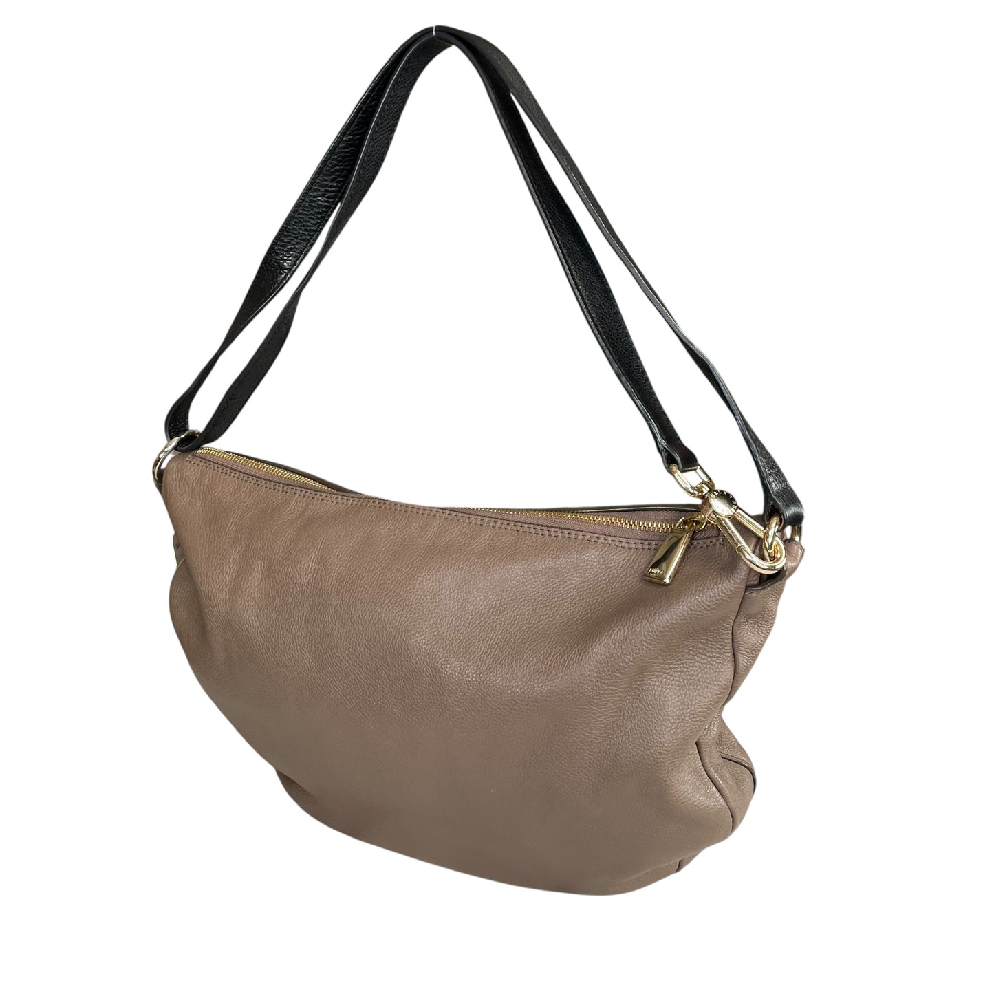 Furla Metropolis Two-Tone GHW Leather Taupe Black 2-Way Shoulder Hobo Purse