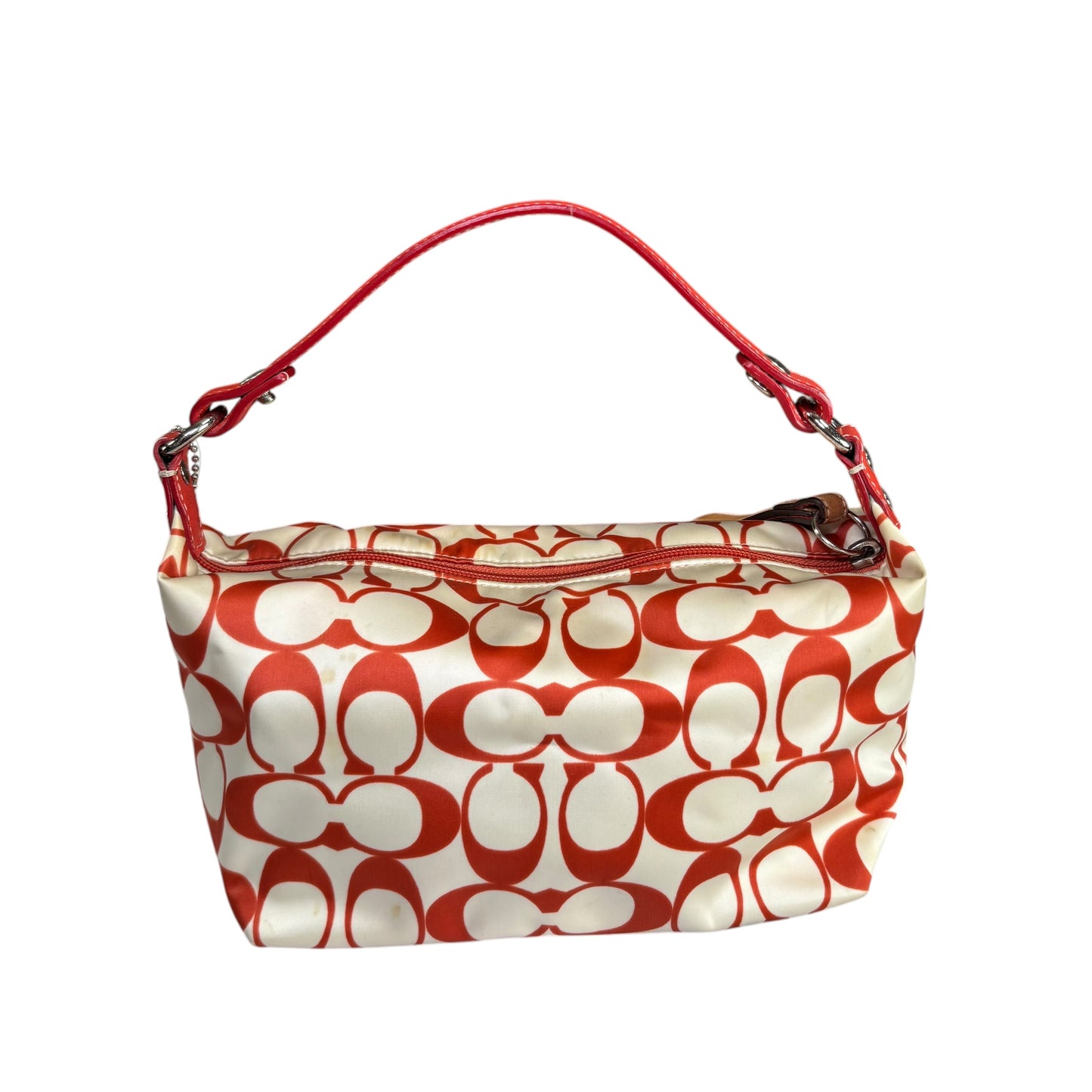 Coach Mini Hampton Red Nylon Cosmetic Make-Up Shoulder Purse