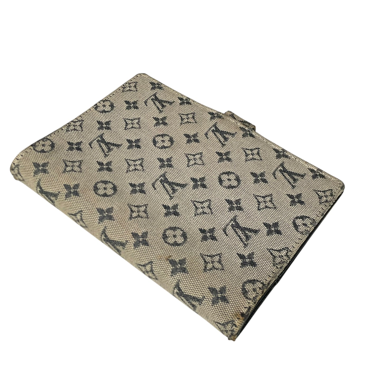 Louis Vuitton Mini Lin Agenda PM Navy Blue Canvas Small Ring Binder Cover LV