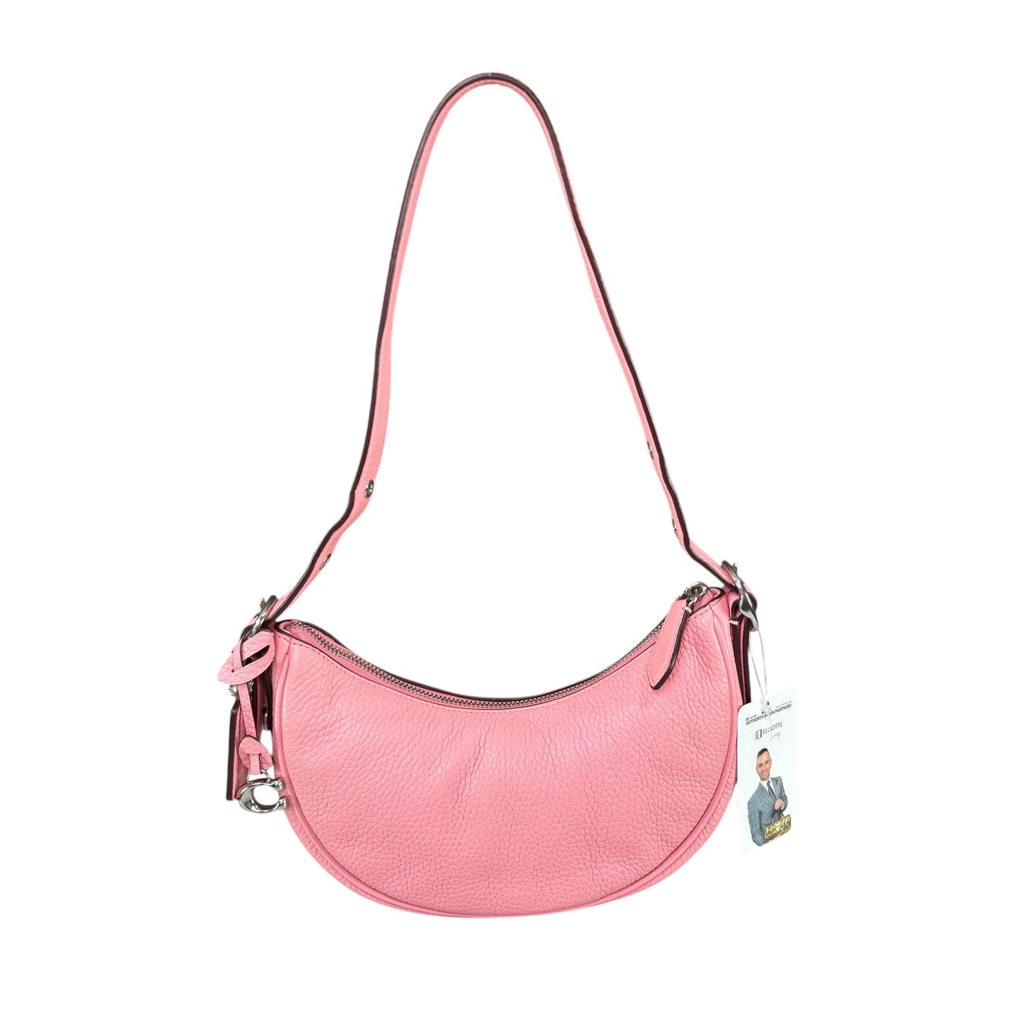 Coach Luna Pink Crescent SHW 2-Way Pebbled Leather Purse