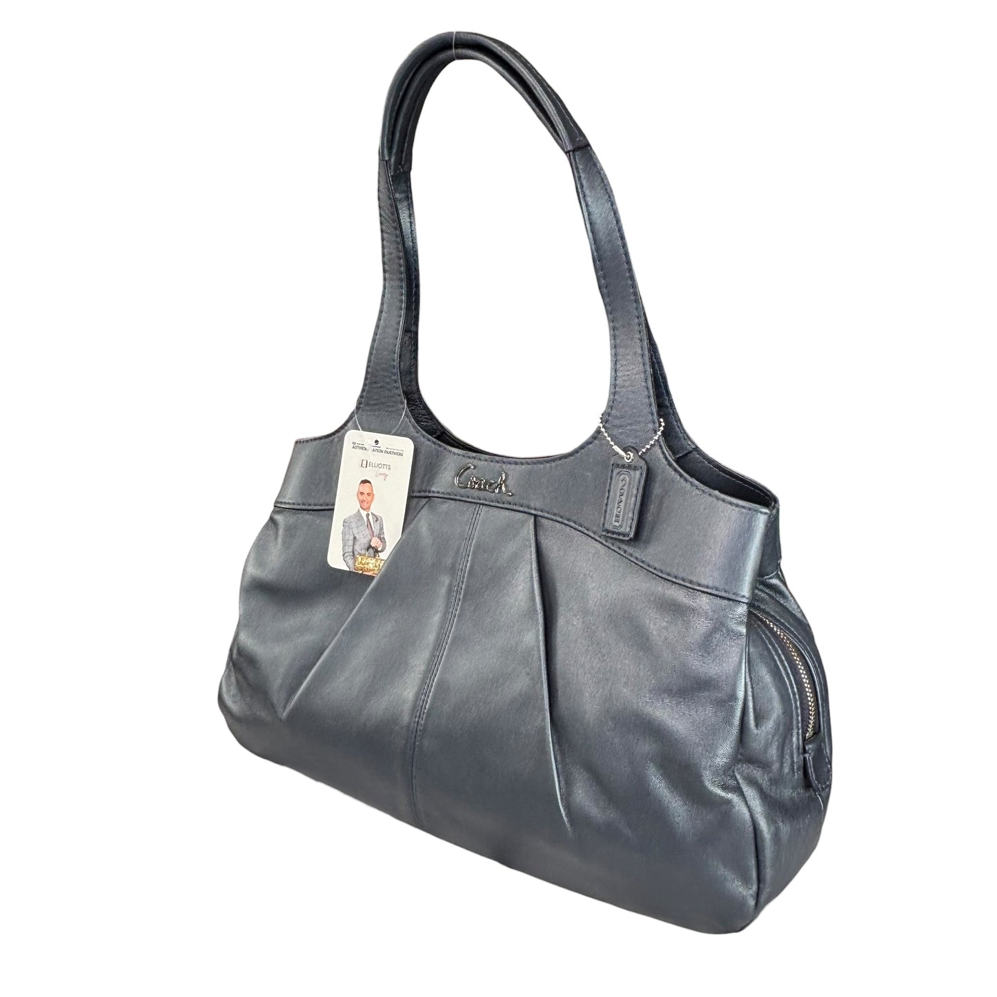 Coach Lexi SHW Metallic Grey Leather Large Shoulder Hobo Pursw