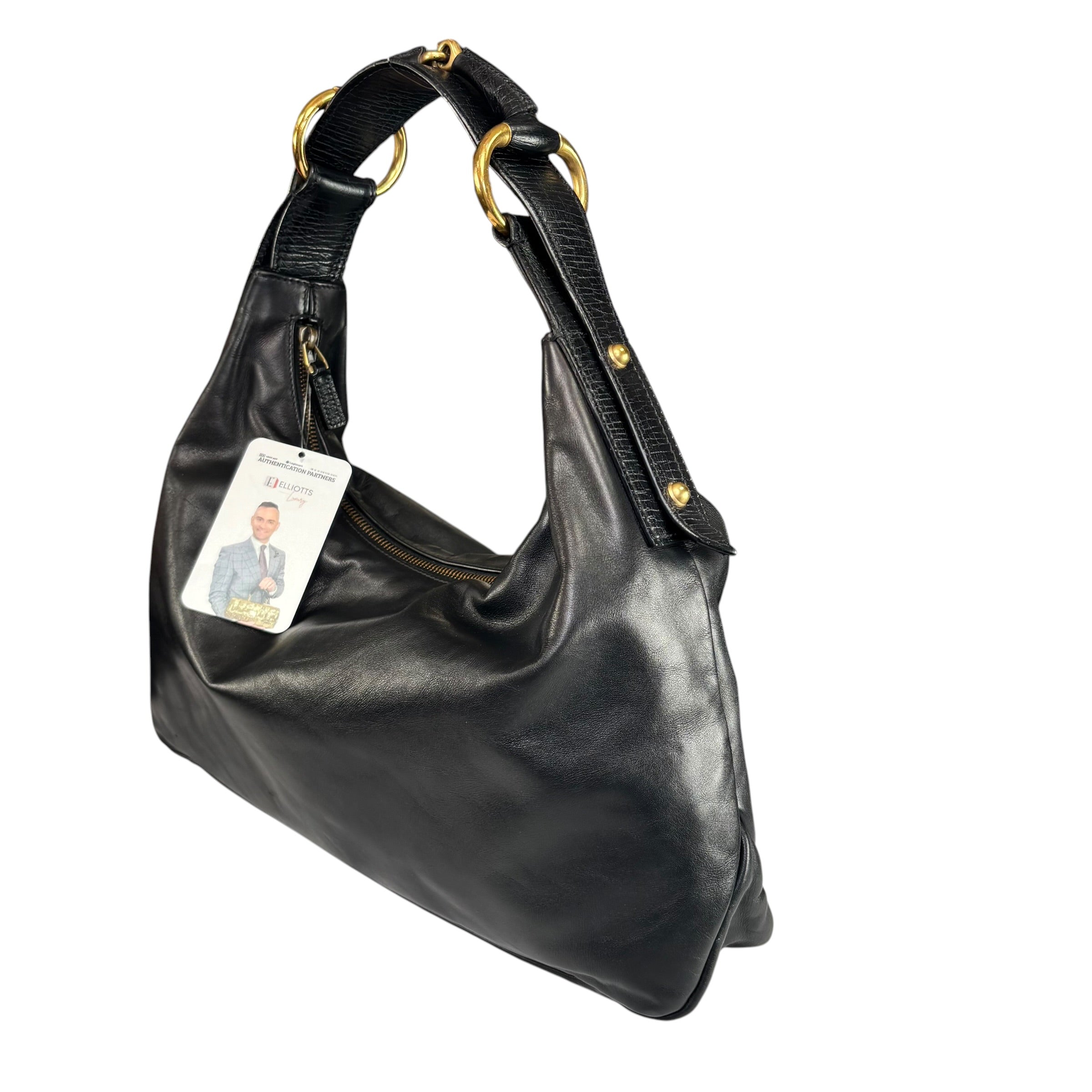 Gucci Y2K Horsebit GHW Black Leather Shoulder Hobo Purse