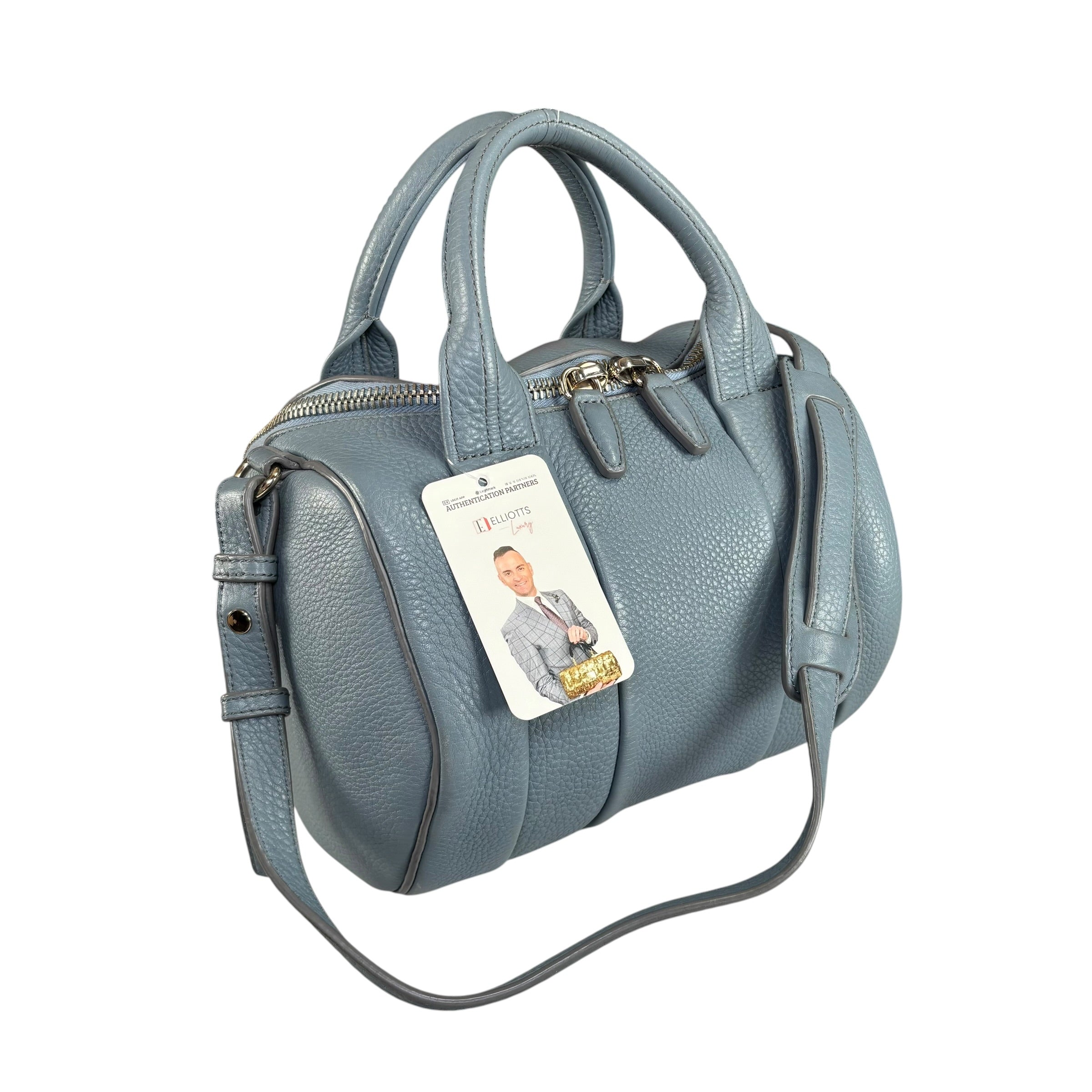 Alexander Wang Rocky Light Blue Gold HW Leather Boston 2-Way