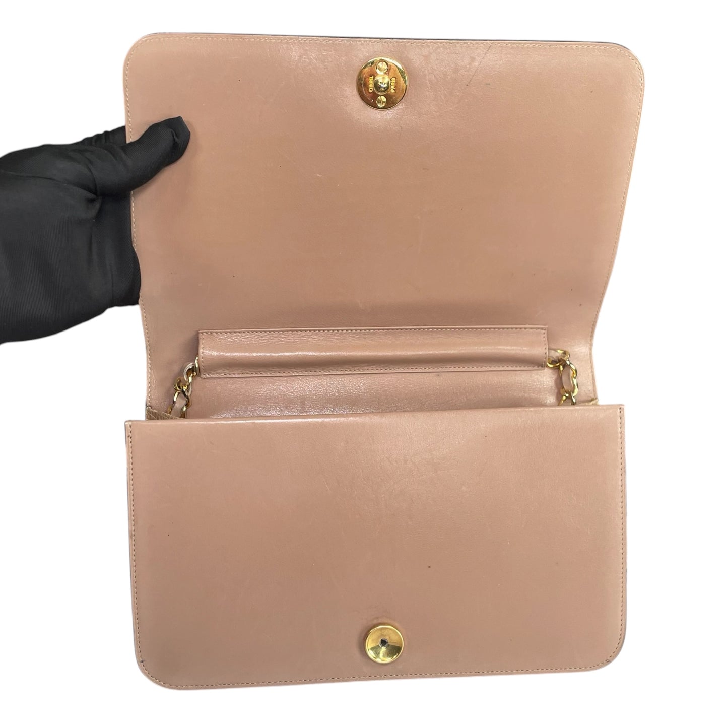 Chanel CC Exotic Lizard Single Flap 24K Plated Lambskin Push Lock Purse
