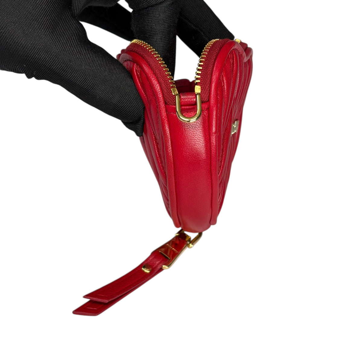 Miu Miu Matelasse Mini GHW Heart Red Leather Zippy Coin Pouch