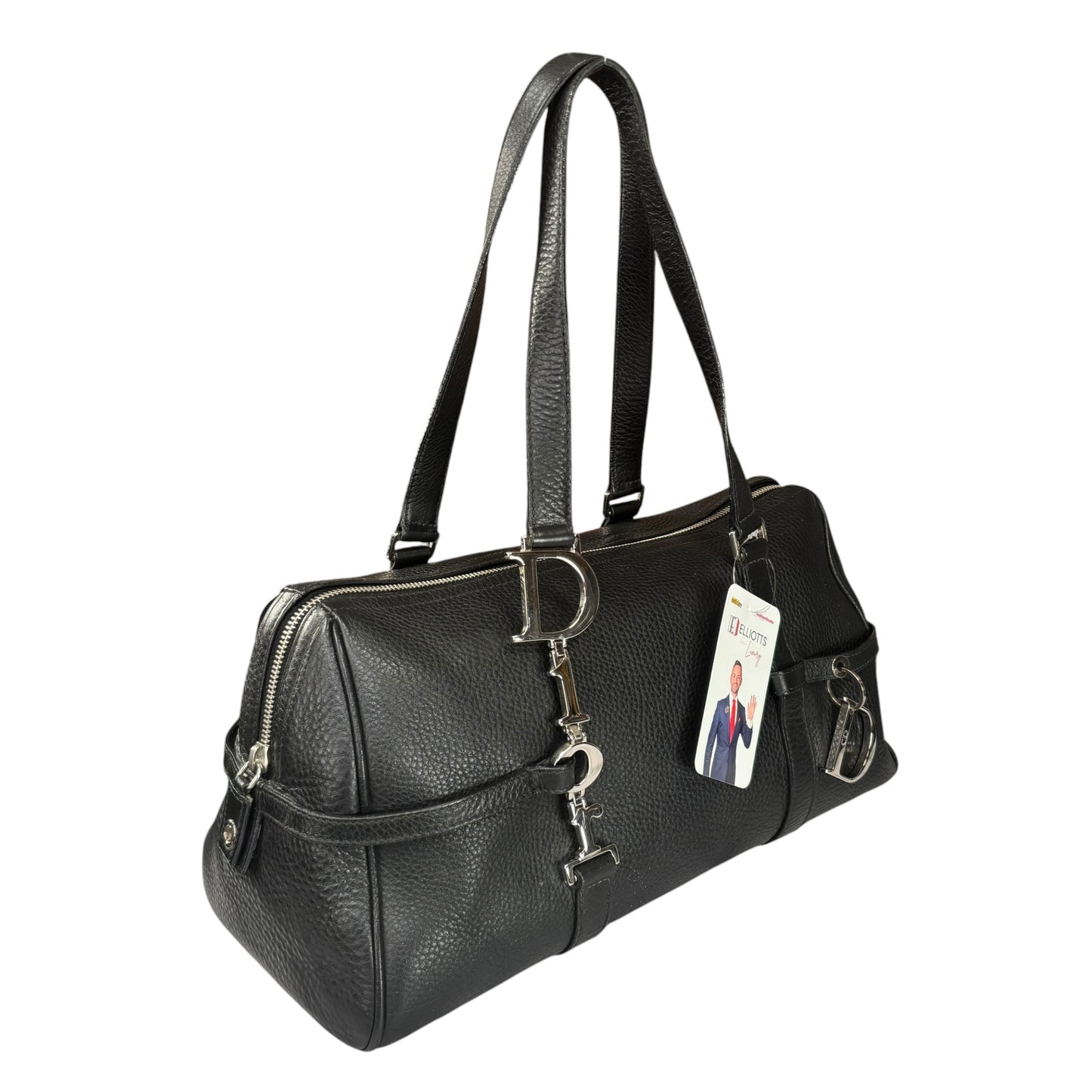 Christian Dior Y2K D Charm Boston SHW Black Leather Bag