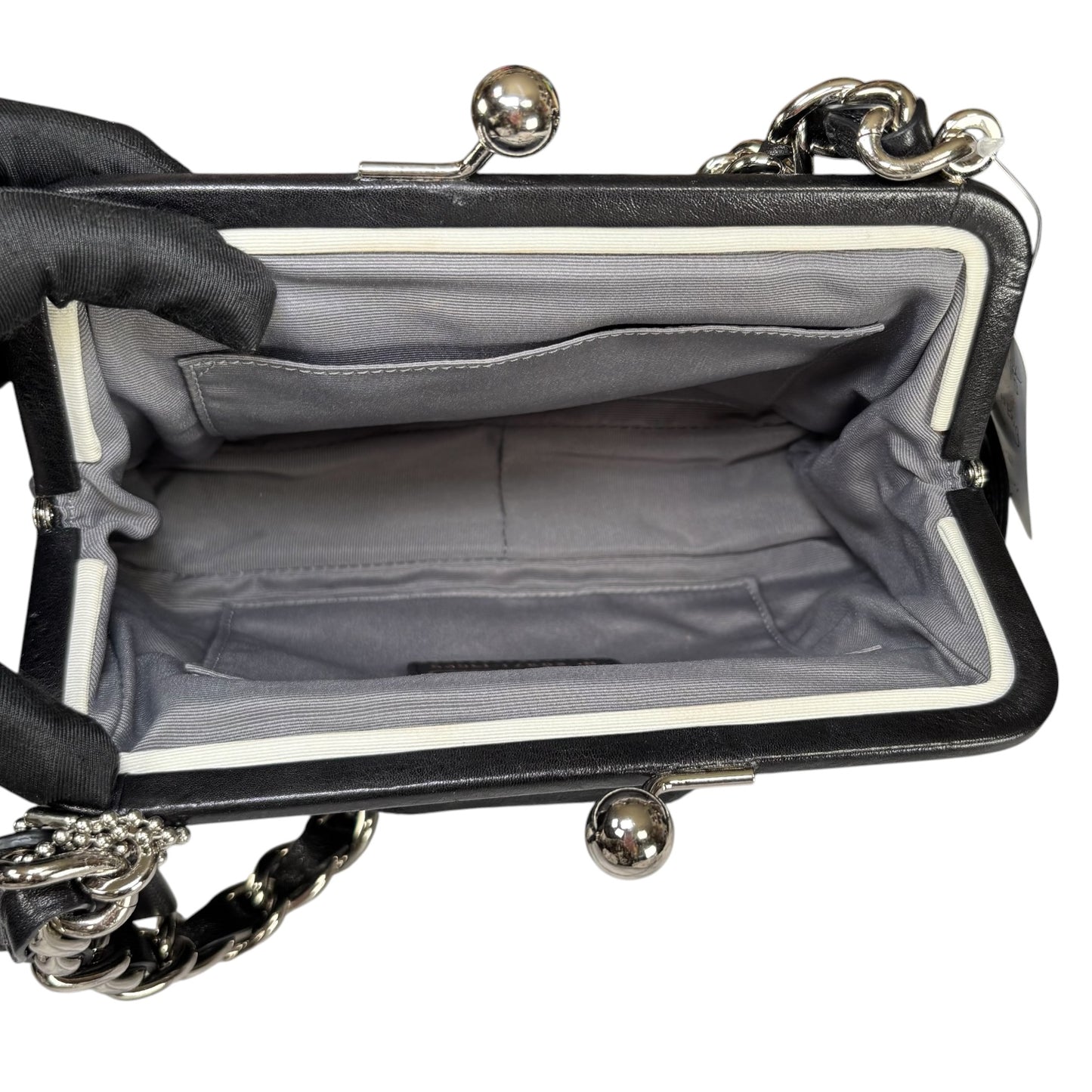 Coach Y2K Opti C Canvas Leather Kiss-Lock Black SHW Chain Shoulder Purse (Copy)