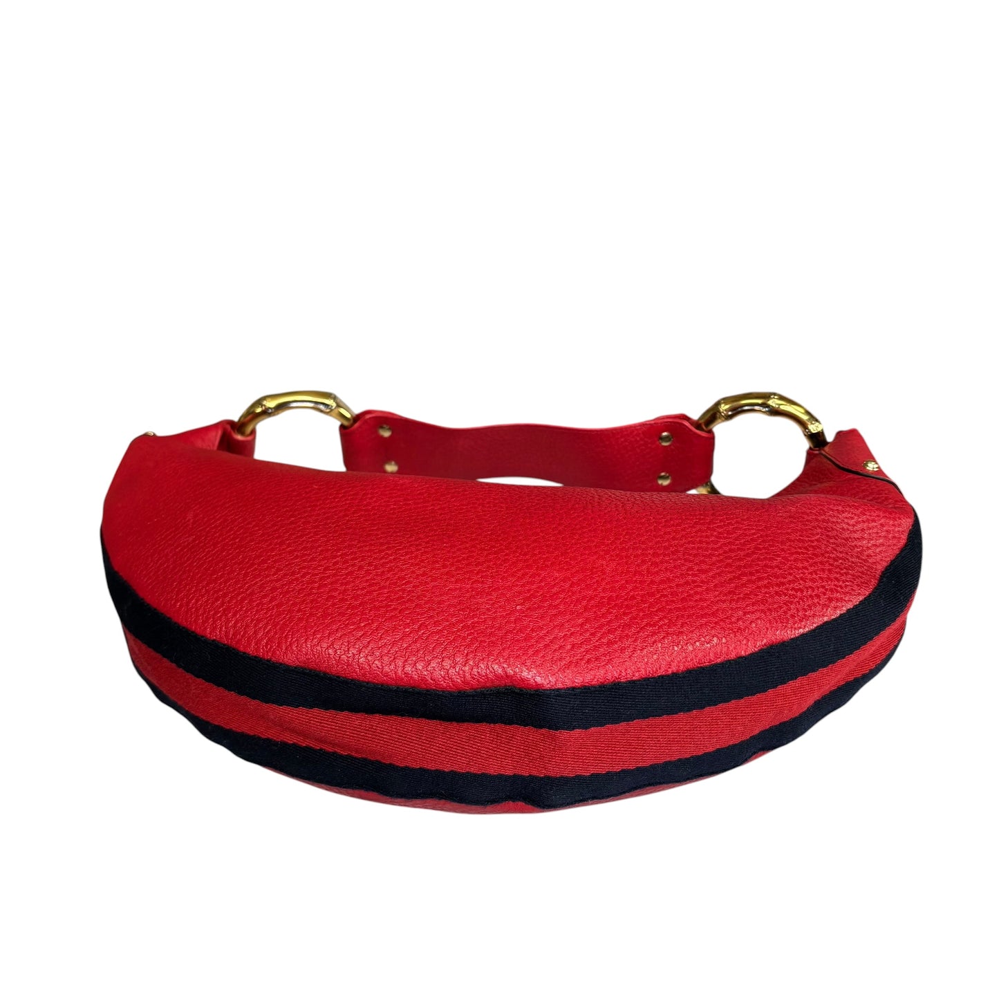 Gucci Sylvie GHW Hobo Sherry Web Bamboo Red Shoulder Purse