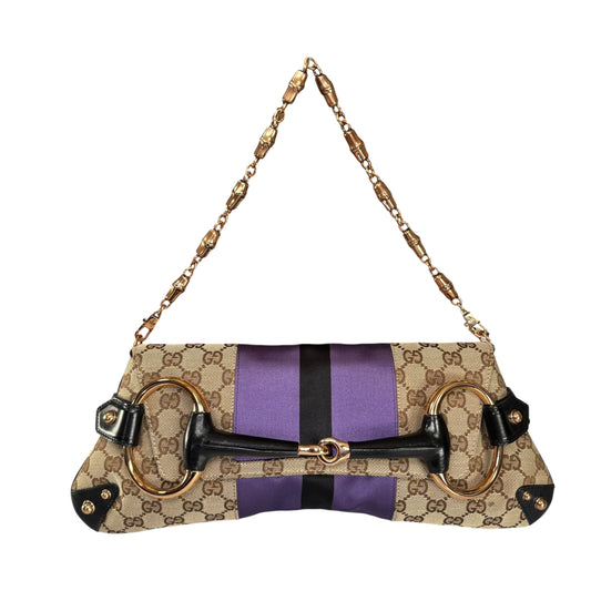 Gucci Limited Edition Y2K Horsebit  Rose Gold Jumbo XL Purple Shoulder Bag