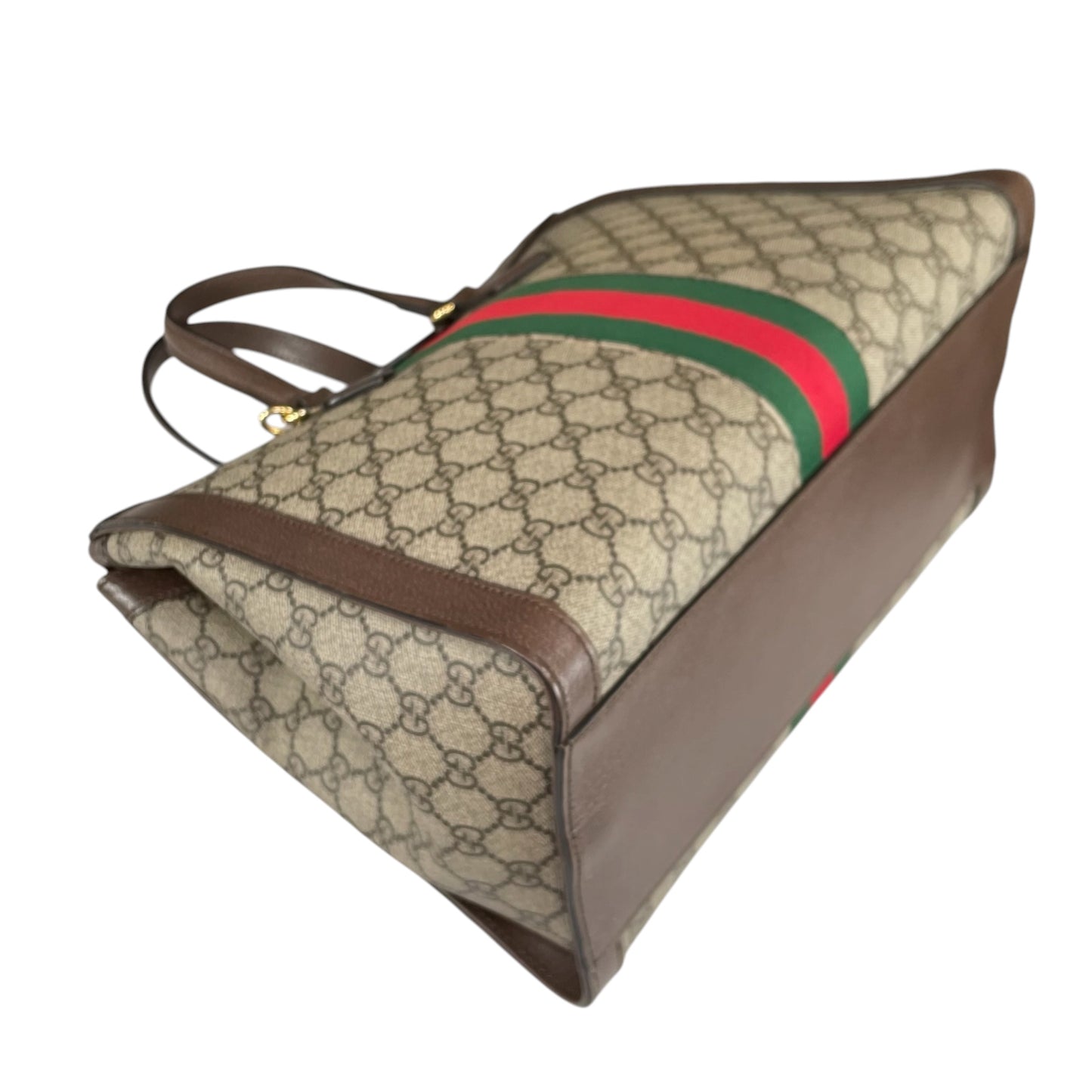 Gucci GG Ophidia GHW Leather Supreme Brown Canvas Crossbody Medium 2-Way Tote