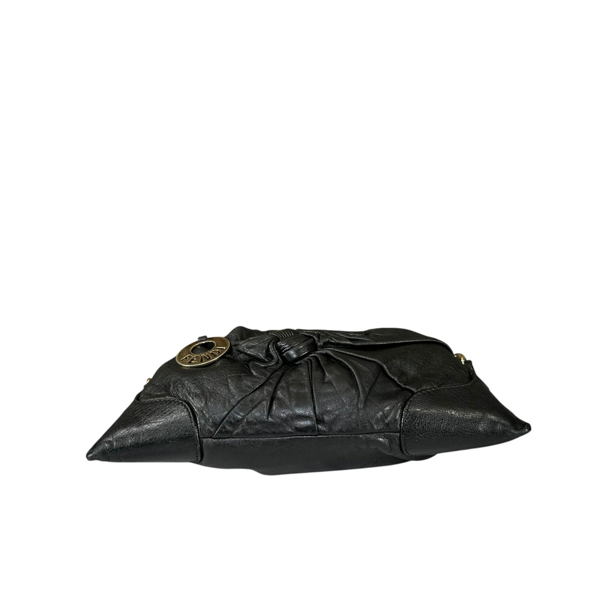 Fendi Baguette Y2K Knot / Flower Black Leather Shoulder Purse